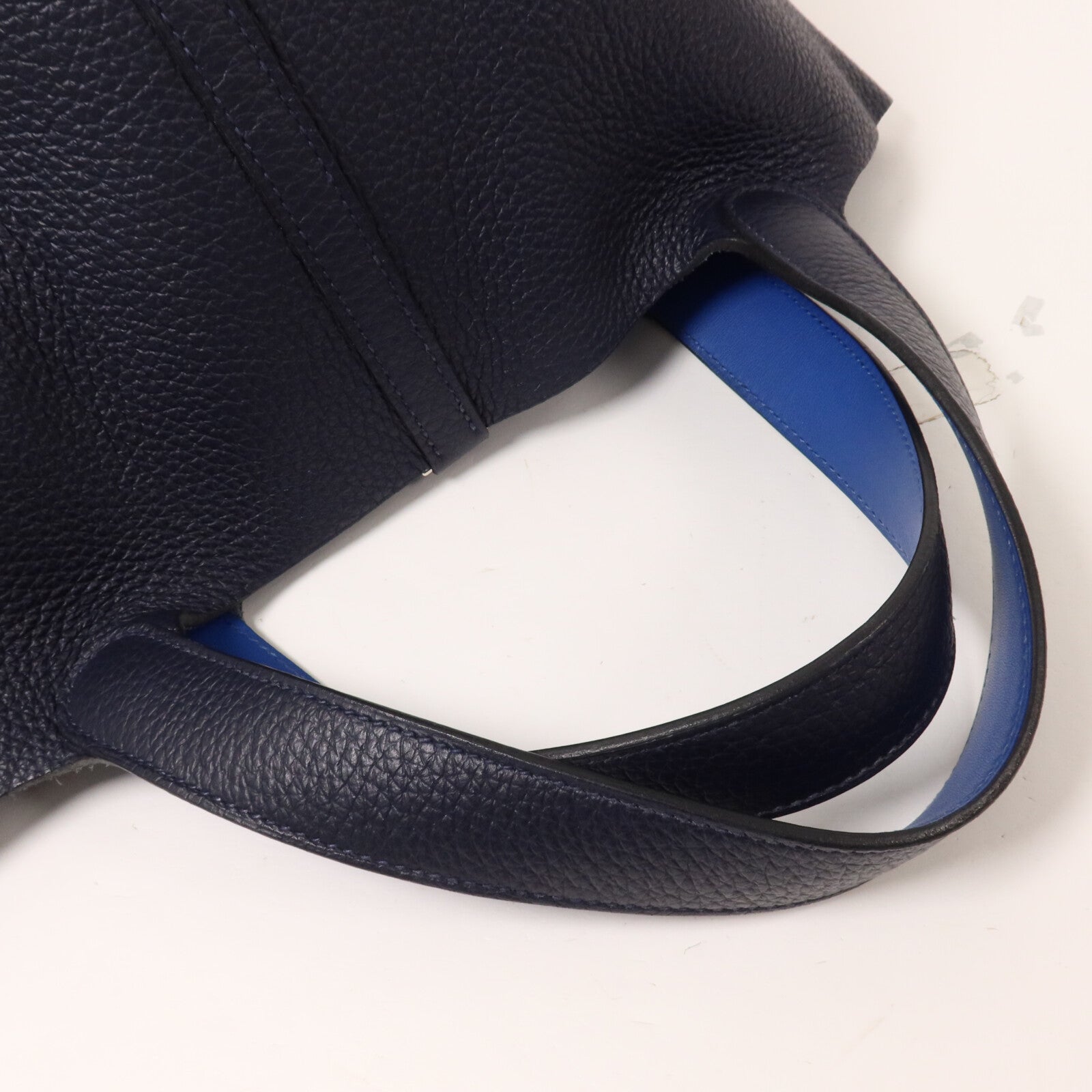 HERMES Clemence皮革Picotin MM扣手挽袋Bleu Nuit