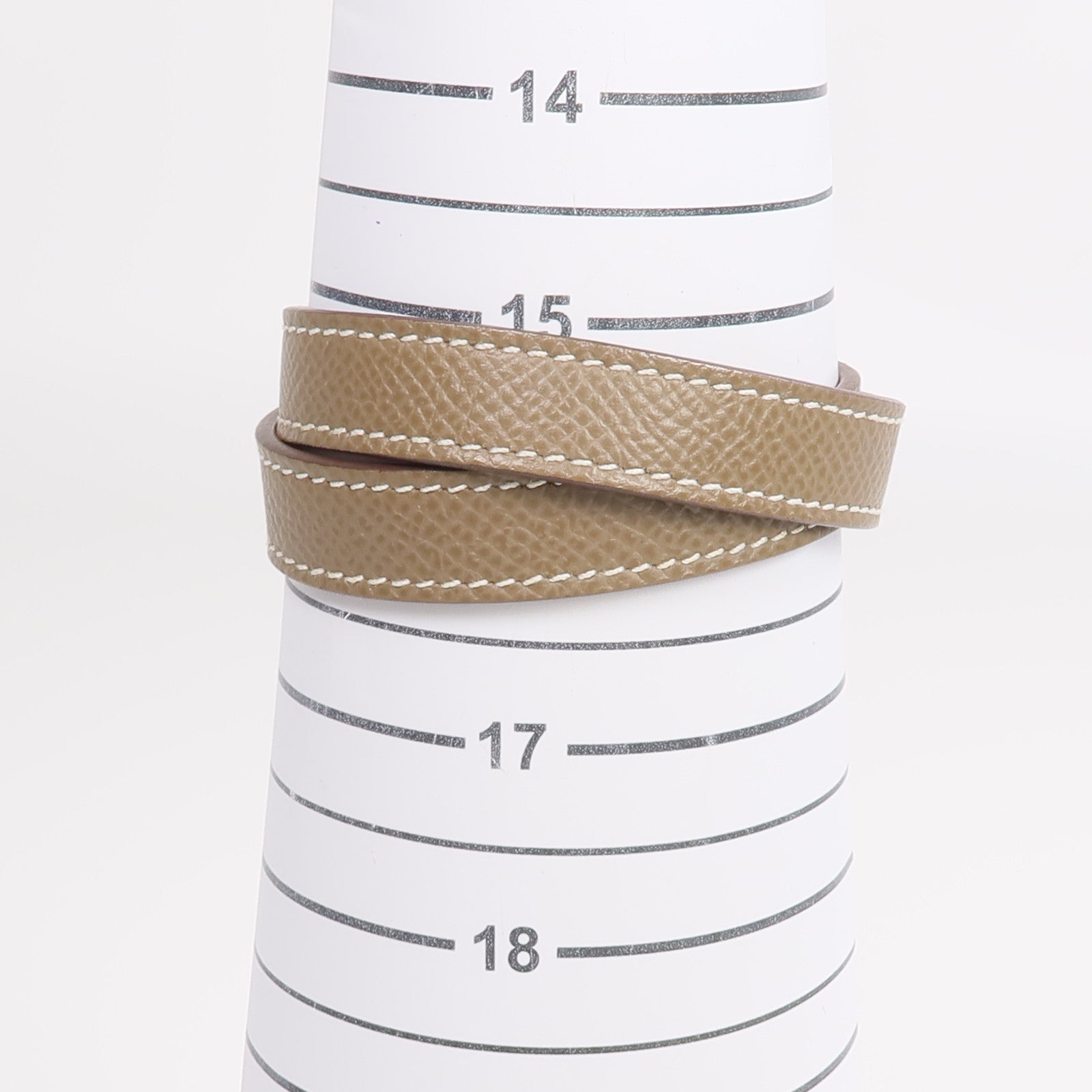 HERMES Epsom皮革Kelly Double Tour Bracelet金扣手帶Etoupe/Gold