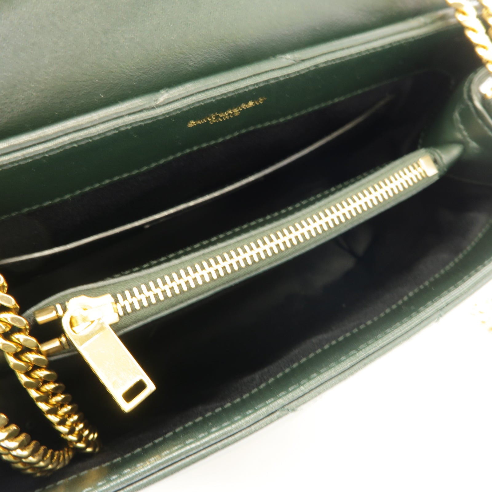 YVES SAINT LAURENT 【激減優惠】牛皮皮革Chain Shoulder Bag金扣鏈帶肩背袋深綠色