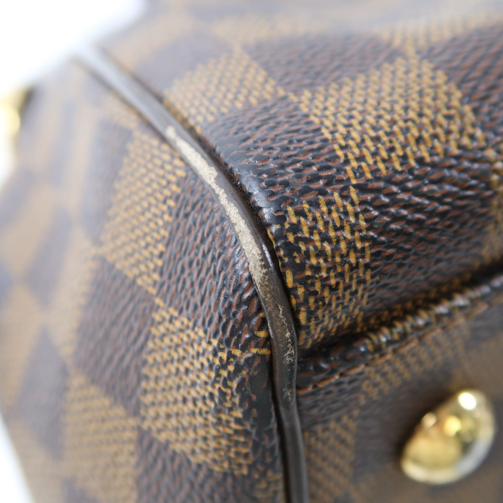 LOUIS VUITTON Damier Trevi金扣手挽肩背兩用袋棕色