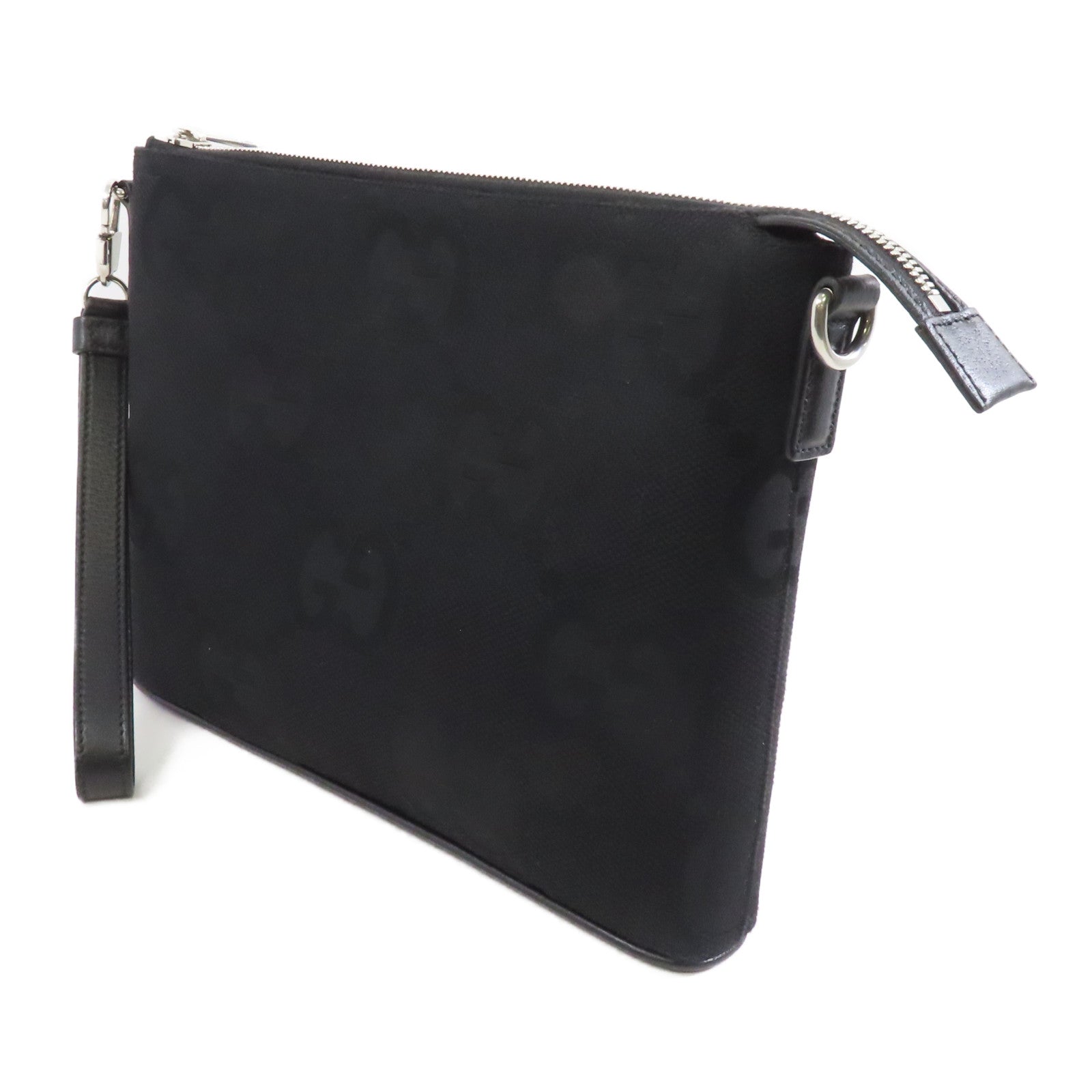 GUCCI 帆布2 Way Shoulder銀扣手挽肩背兩用袋黑色