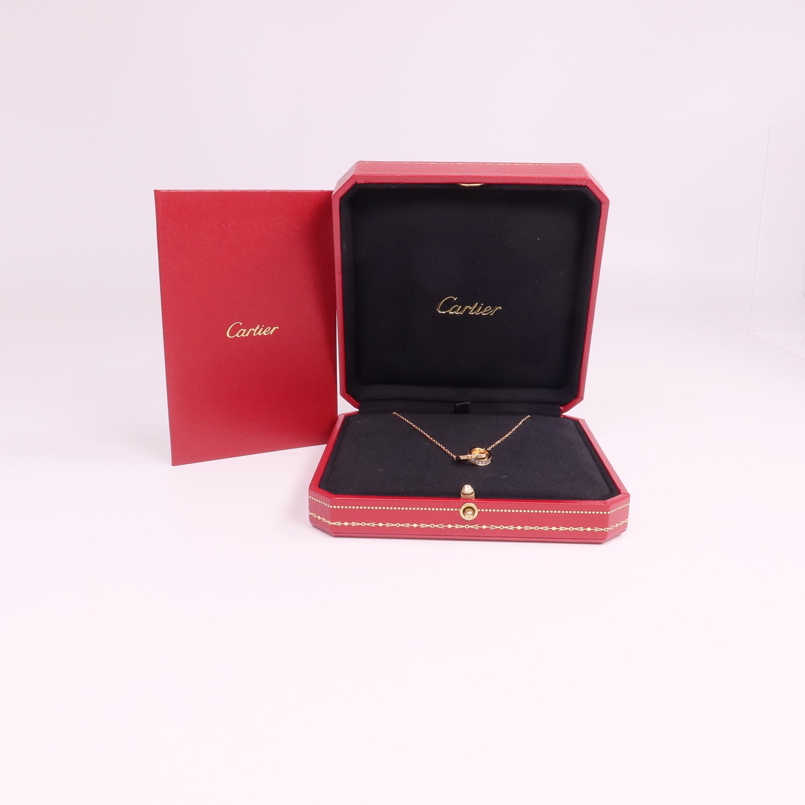CARTIER 18K玫瑰金Love Necklace Paved鑽石項鍊