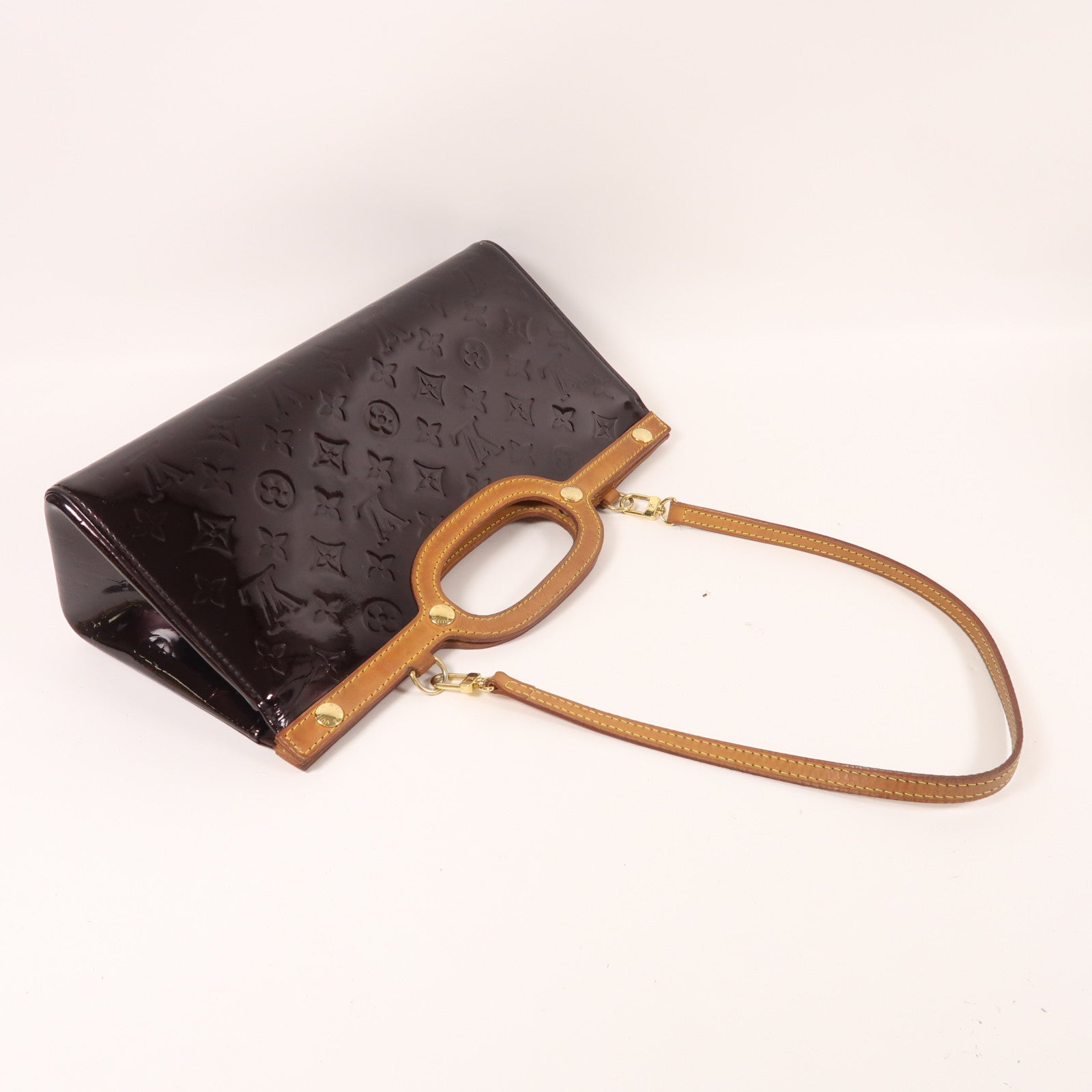 LOUIS VUITTON Monogram Vernis Roxbury Drive金扣手挽肩背兩用袋酒紅色