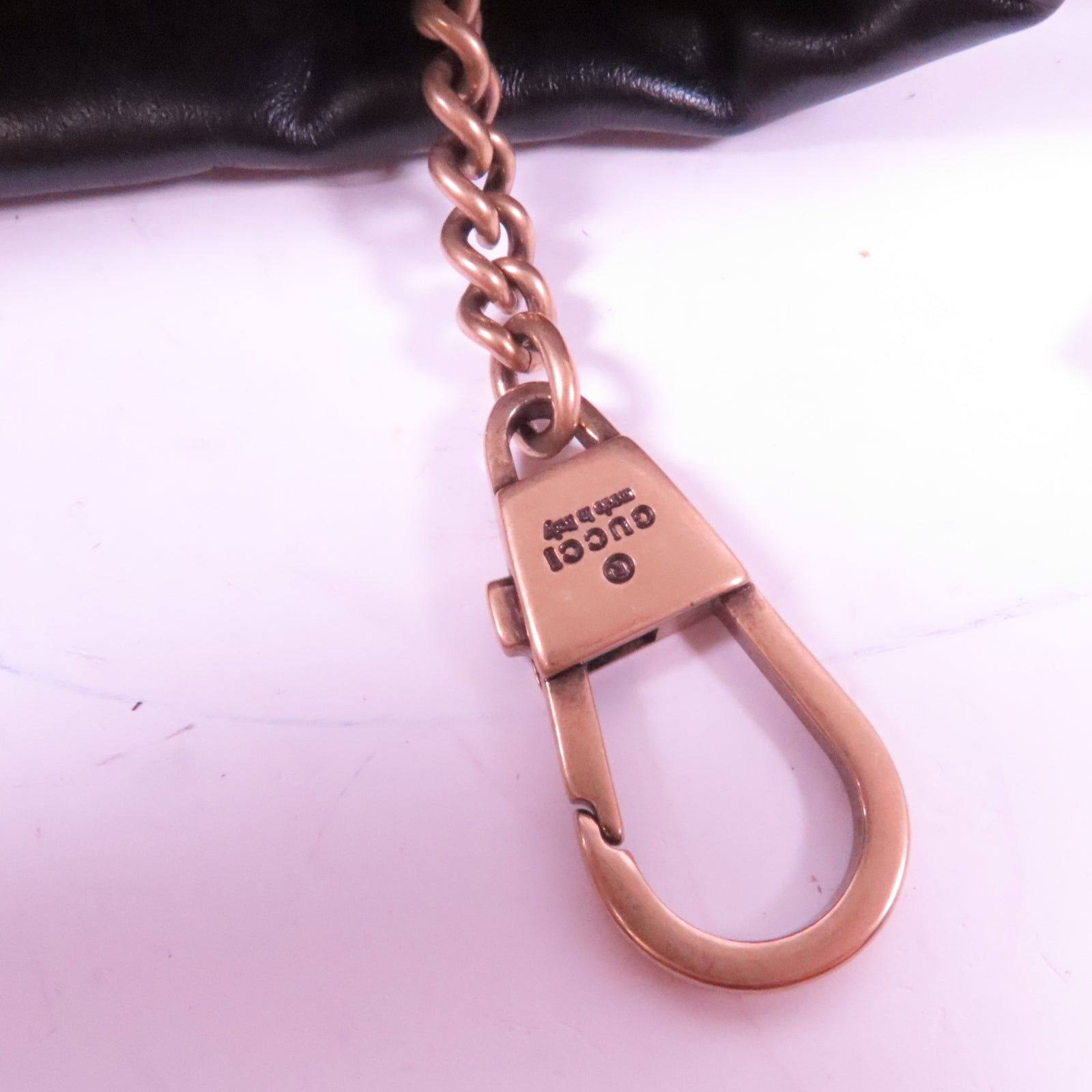 GUCCI 皮革GG Marmont金扣鏈帶肩背袋黑色