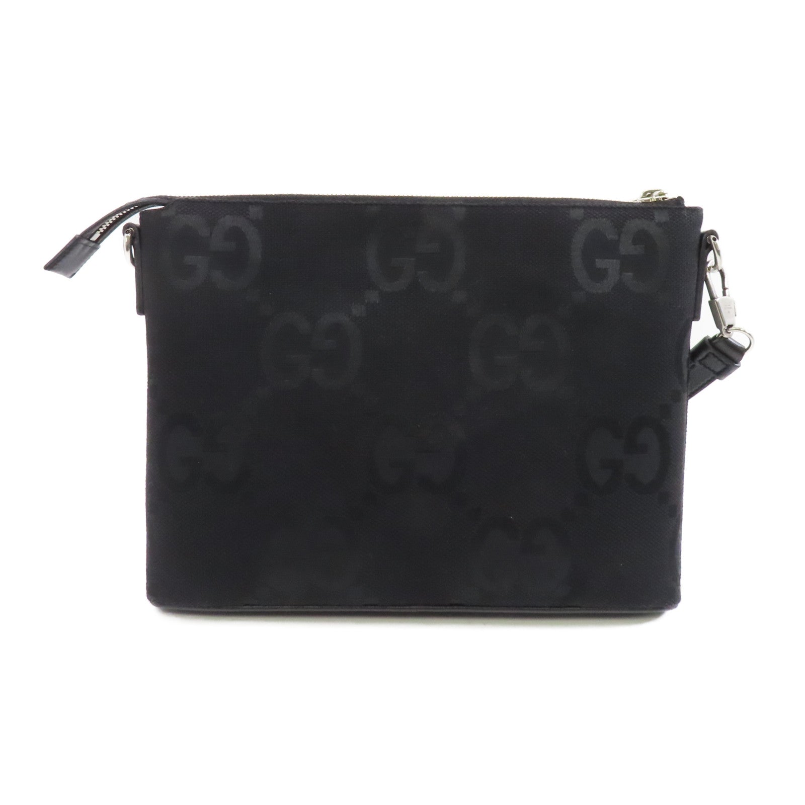 GUCCI 帆布2 Way Shoulder銀扣手挽肩背兩用袋黑色