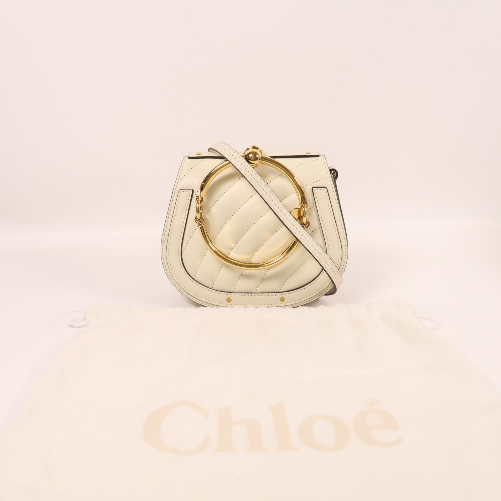 Chloe 牛皮皮革Nile金扣肩背袋
