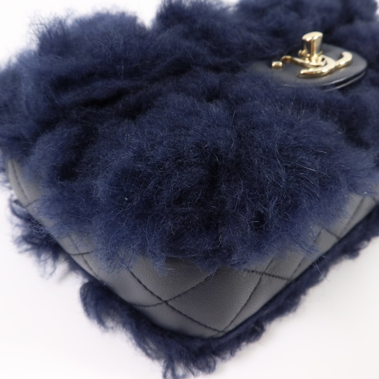 CHANEL 羊毛/羊皮皮革Mini Flap Bag鏈帶肩背袋