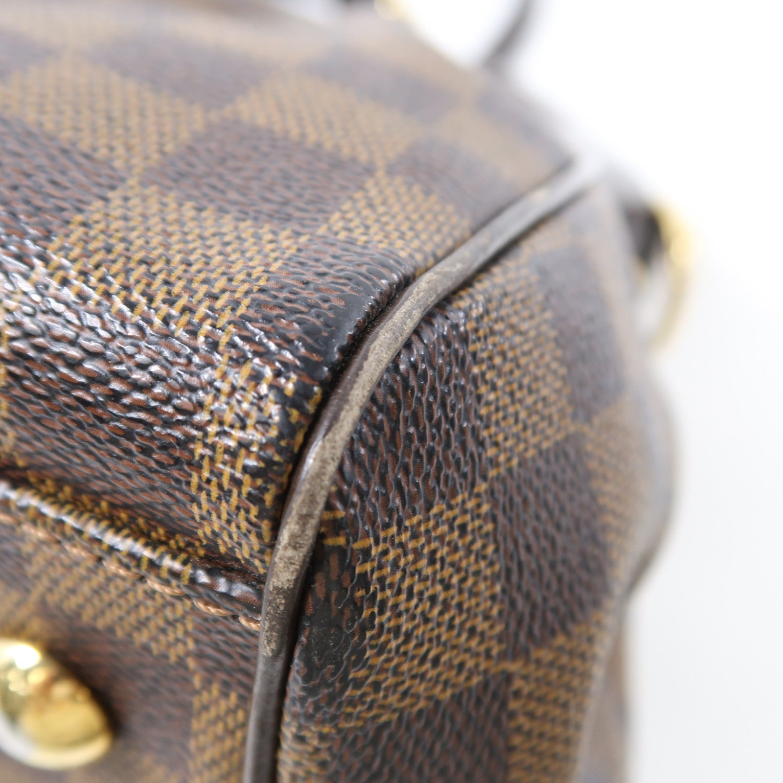 LOUIS VUITTON Damier Trevi金扣手挽肩背兩用袋棕色