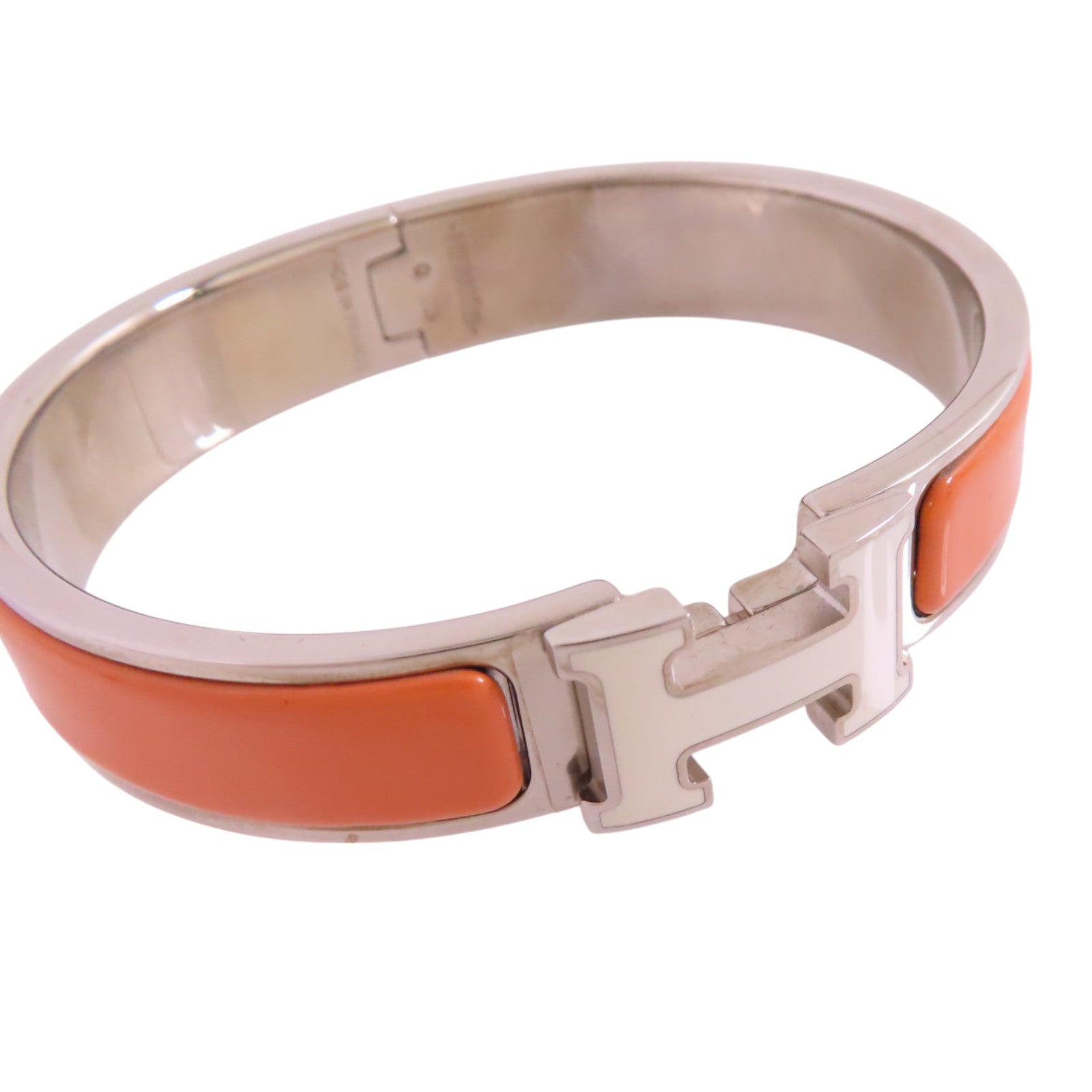 HERMES 金屬/琺瑯Clic H Bracelet銀扣手鐲