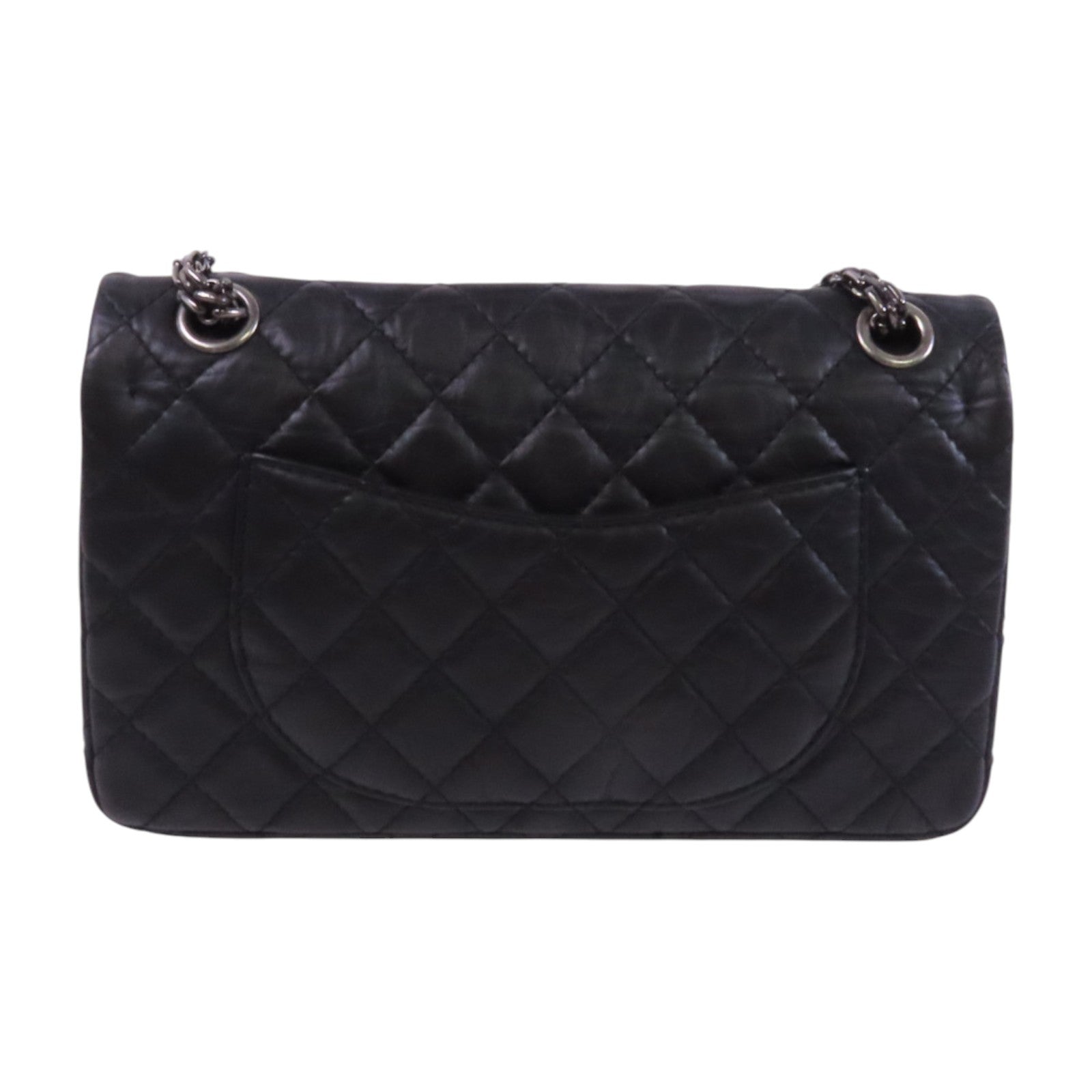 CHANEL 牛皮皮革2.55 24cm銀扣鏈帶肩背袋