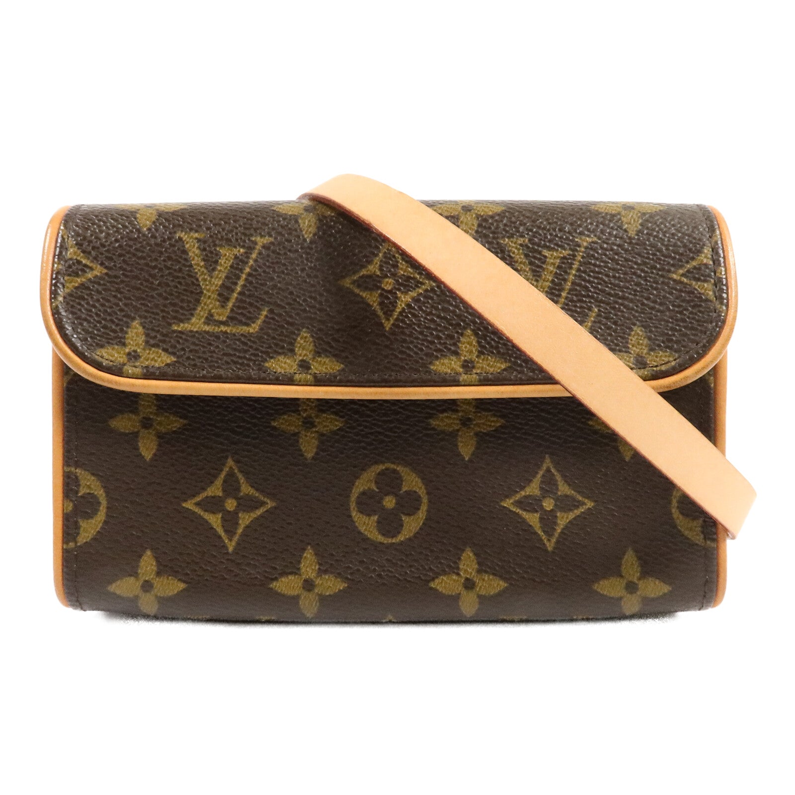 LOUIS VUITTON Monogram Pochette Florentine金扣腰包棕色
