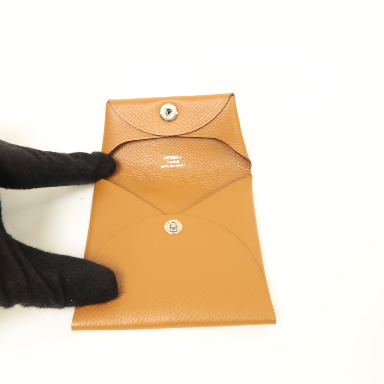 HERMES 【激減優惠】Epsom皮革Bastia Coin Case銀扣零錢包棕色
