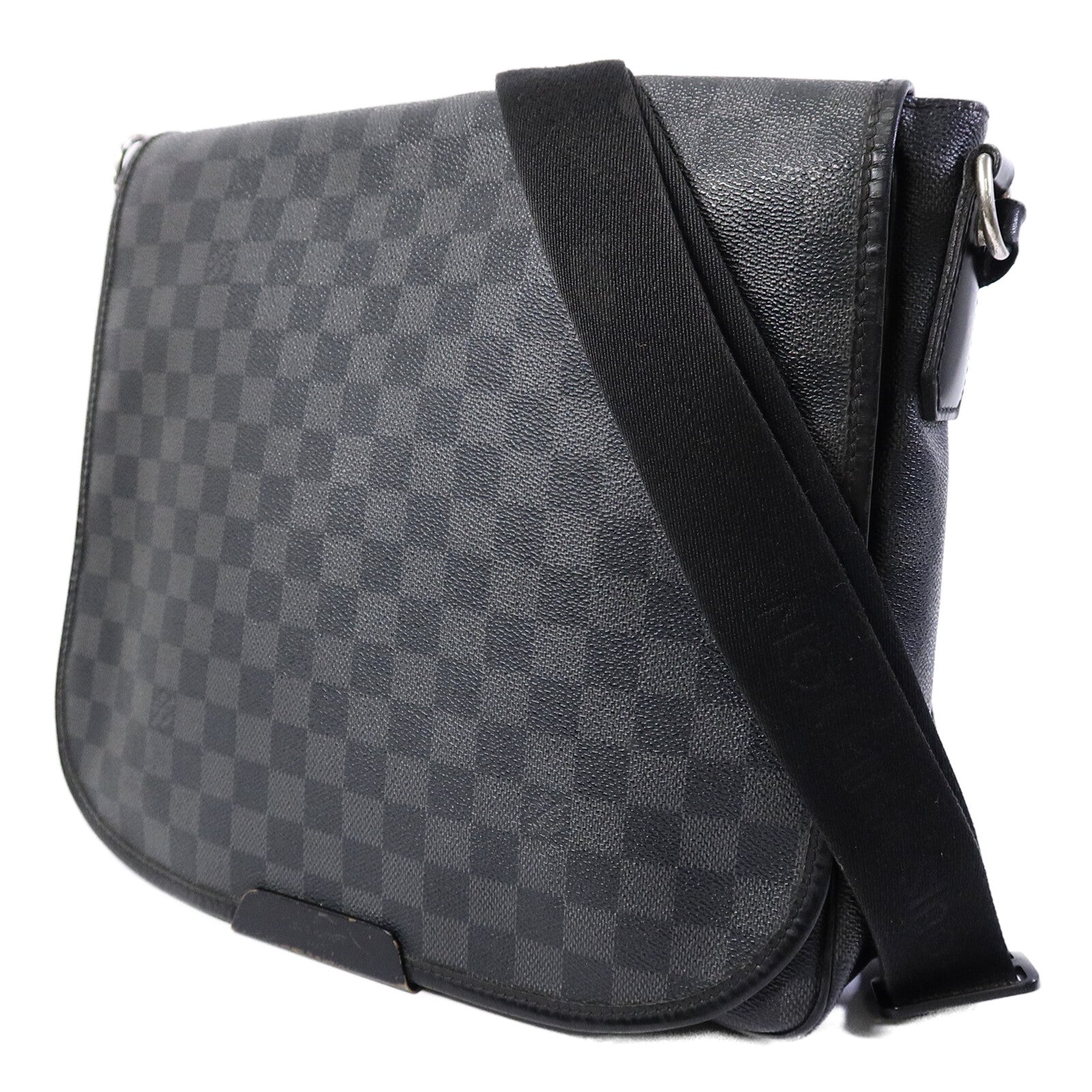 LOUIS VUITTON Damier Graghite Daniel MM銀扣肩背袋