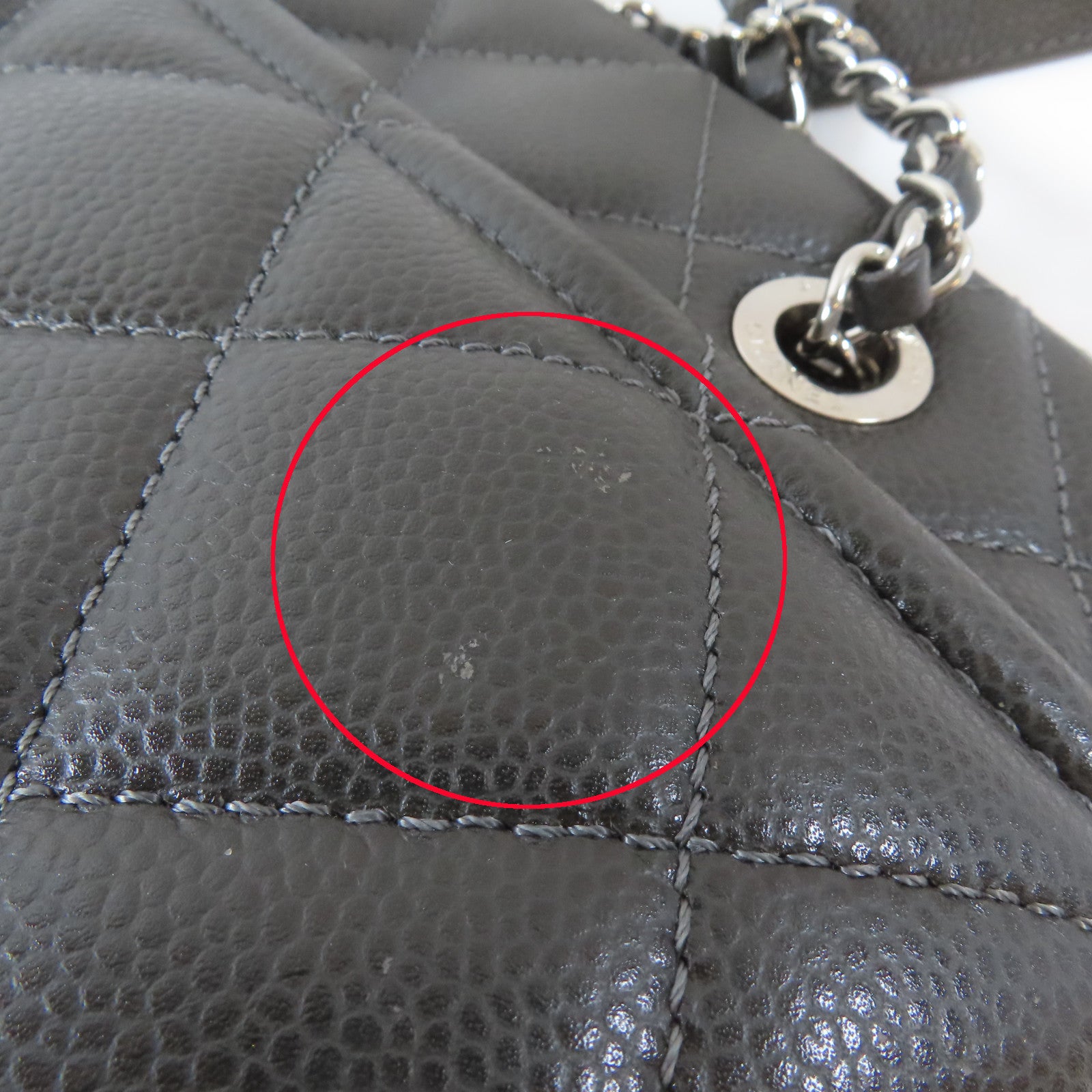 CHANEL 【激減優惠】菱格牛皮皮革Chain Shoulder Bag銀扣鏈帶肩背袋灰褐色