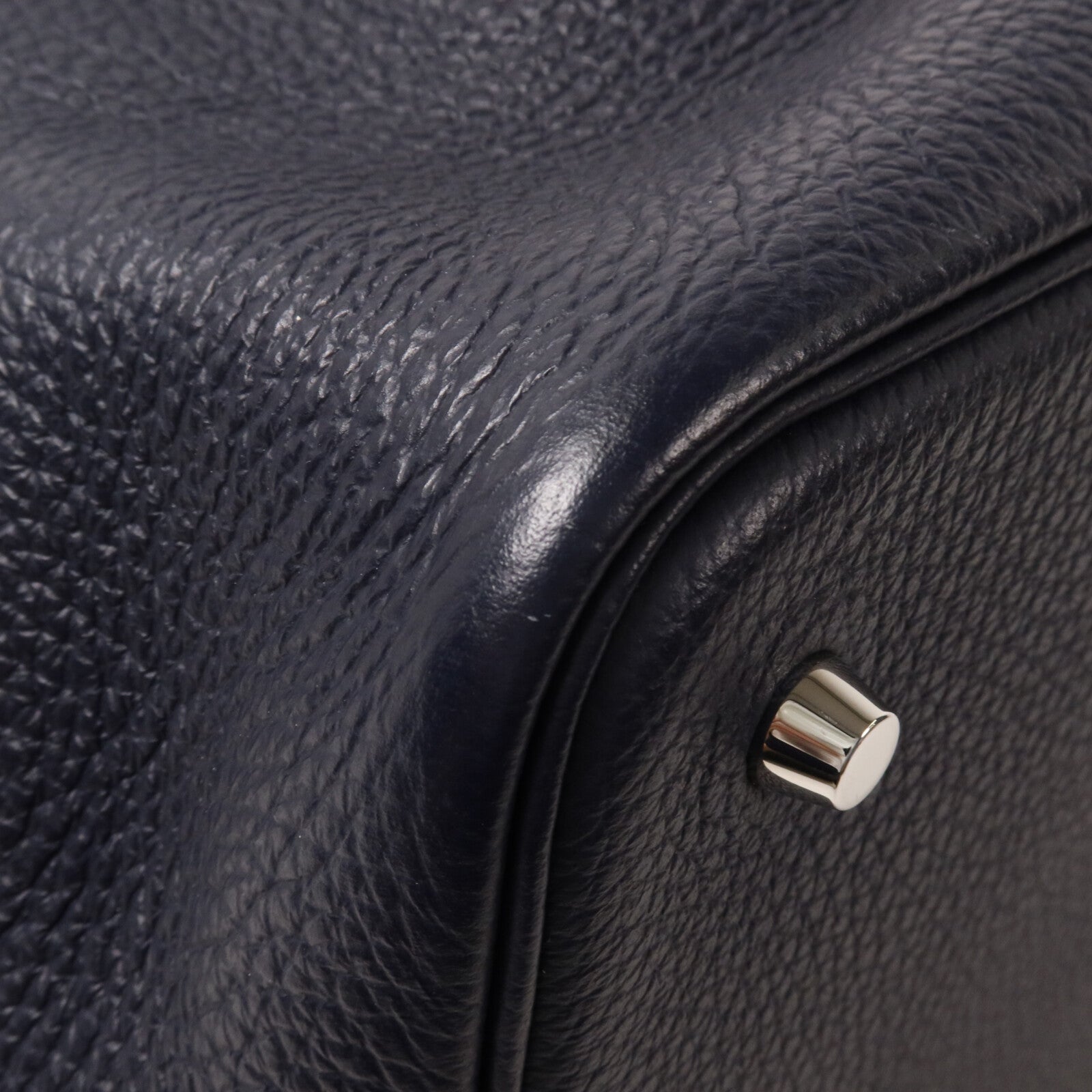 HERMES Clemence皮革Picotin MM扣手挽袋Bleu Nuit