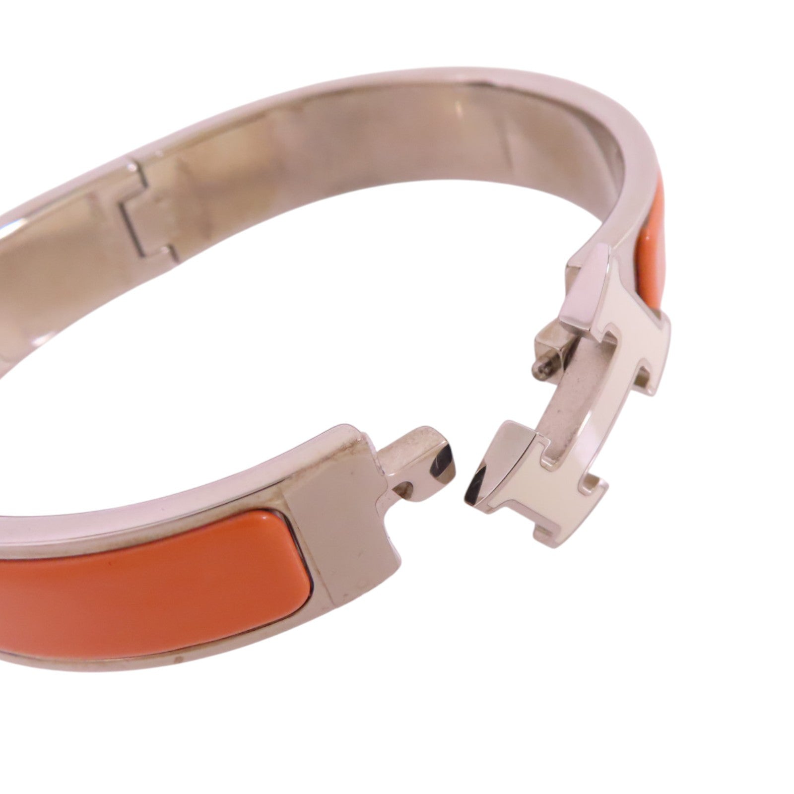 HERMES 金屬/琺瑯Clic H Bracelet銀扣手鐲