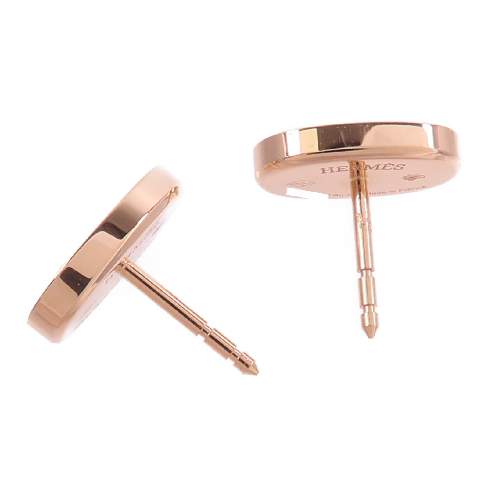 HERMES 18K玫瑰金/陶瓷Chaine Dancre Verso Earrings鑽石耳環