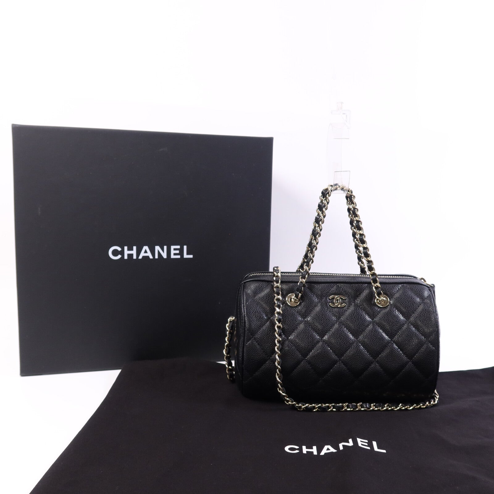 CHANEL 牛皮皮革2 Way Shoulder Bag金扣鏈帶手挽肩背兩用袋