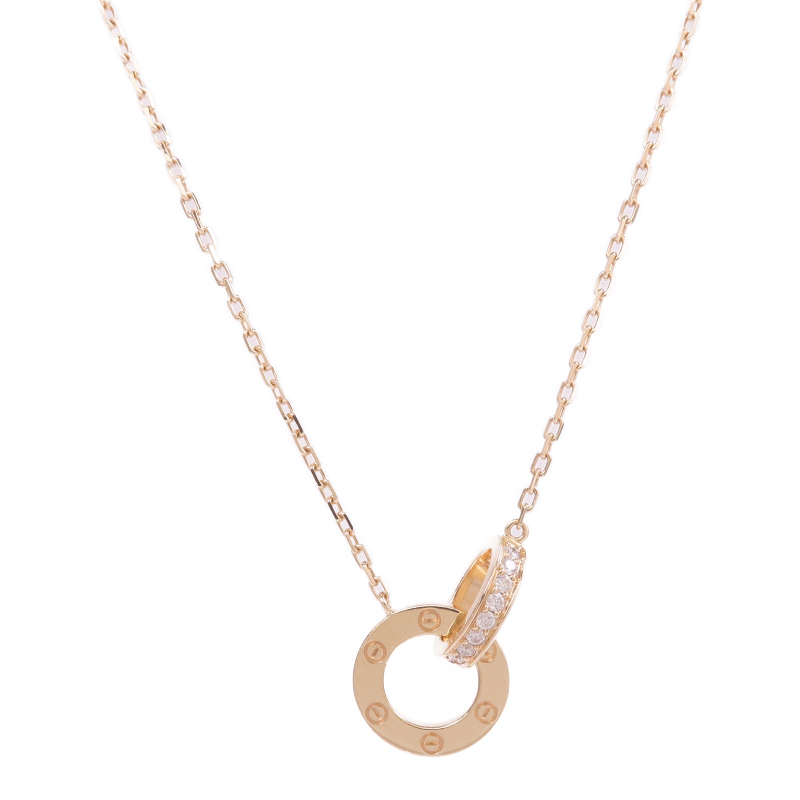 CARTIER 18K玫瑰金Love Necklace Paved鑽石項鍊