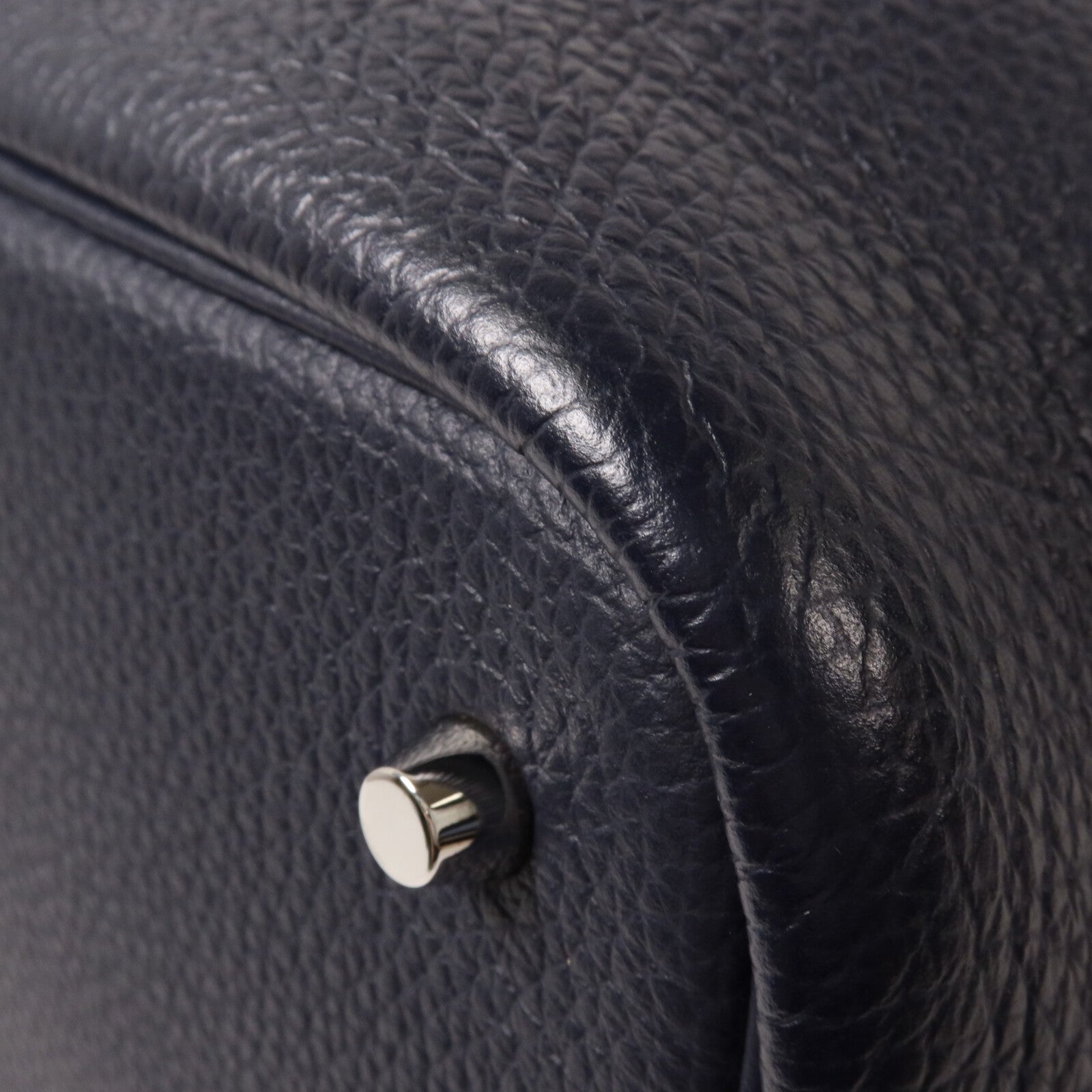 HERMES Clemence皮革Picotin MM扣手挽袋Bleu Nuit