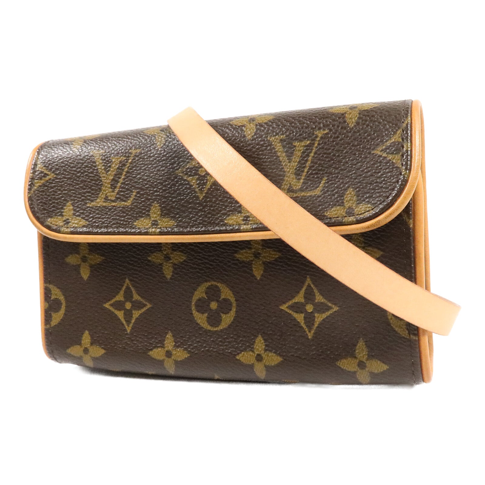 LOUIS VUITTON Monogram Pochette Florentine金扣腰包棕色