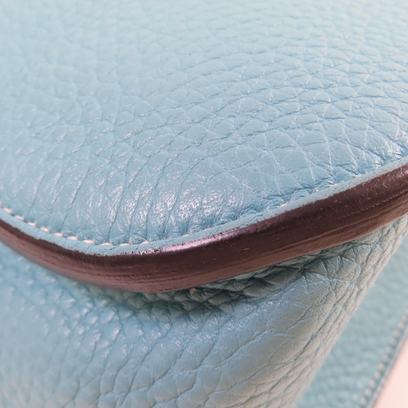 HERMES 【激減優惠】Clemence皮革Halzan 31 2Way Shoulder Bag銀扣手挽肩背兩用袋Bleu Jean牛仔藍色