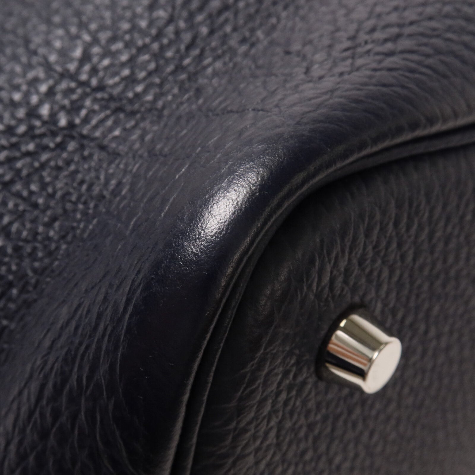 HERMES Clemence皮革Picotin MM扣手挽袋Bleu Nuit
