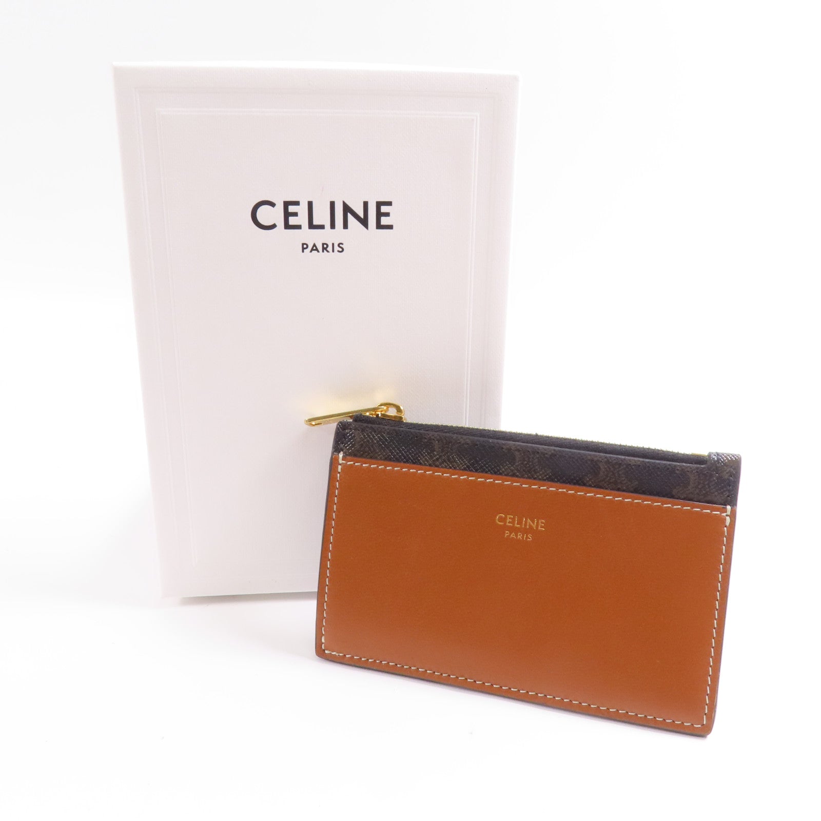 CELINE 塗層帆布/牛皮皮革Card Holder金扣卡片套