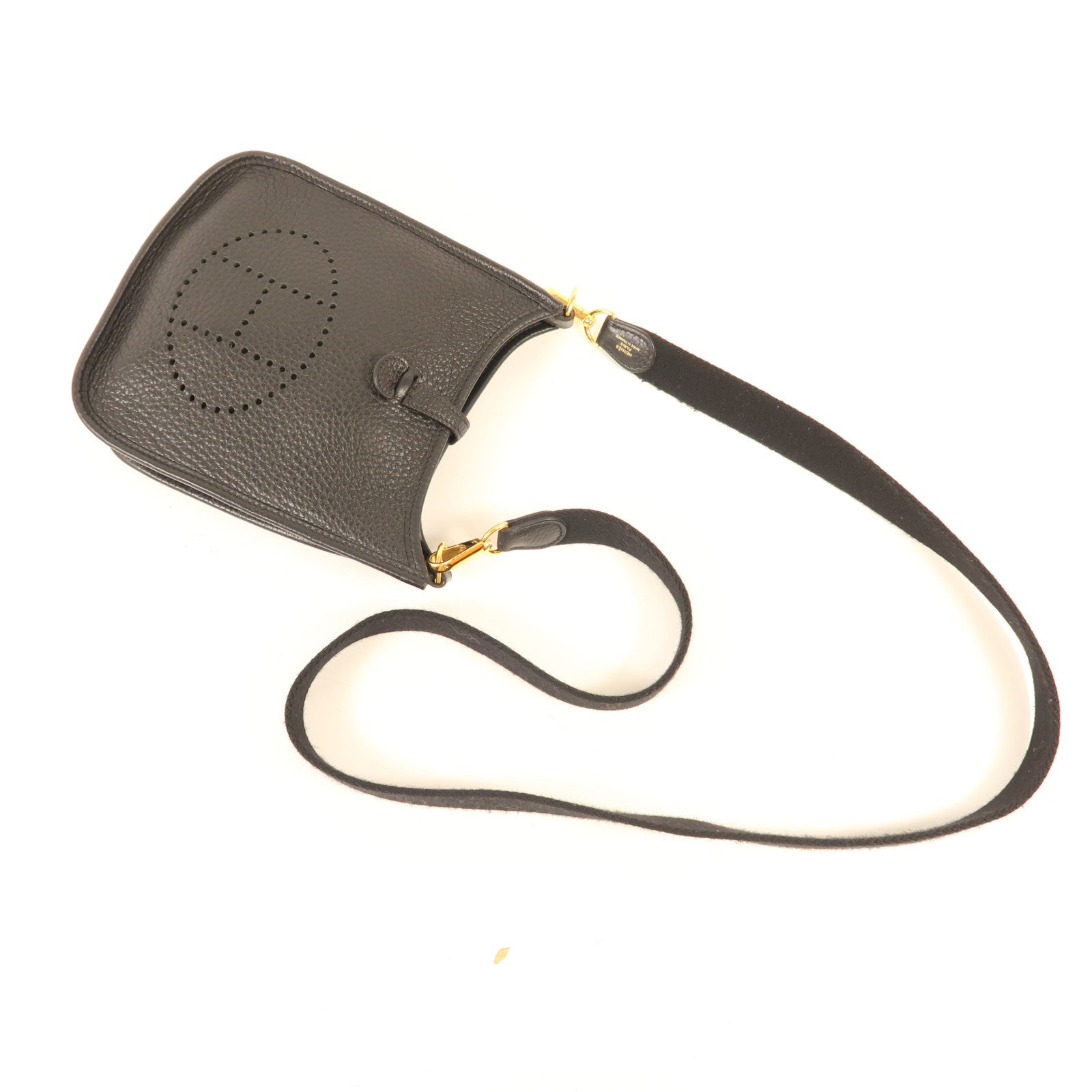 HERMES Clemence皮革Evelyne TPM金扣肩背袋89/Noir