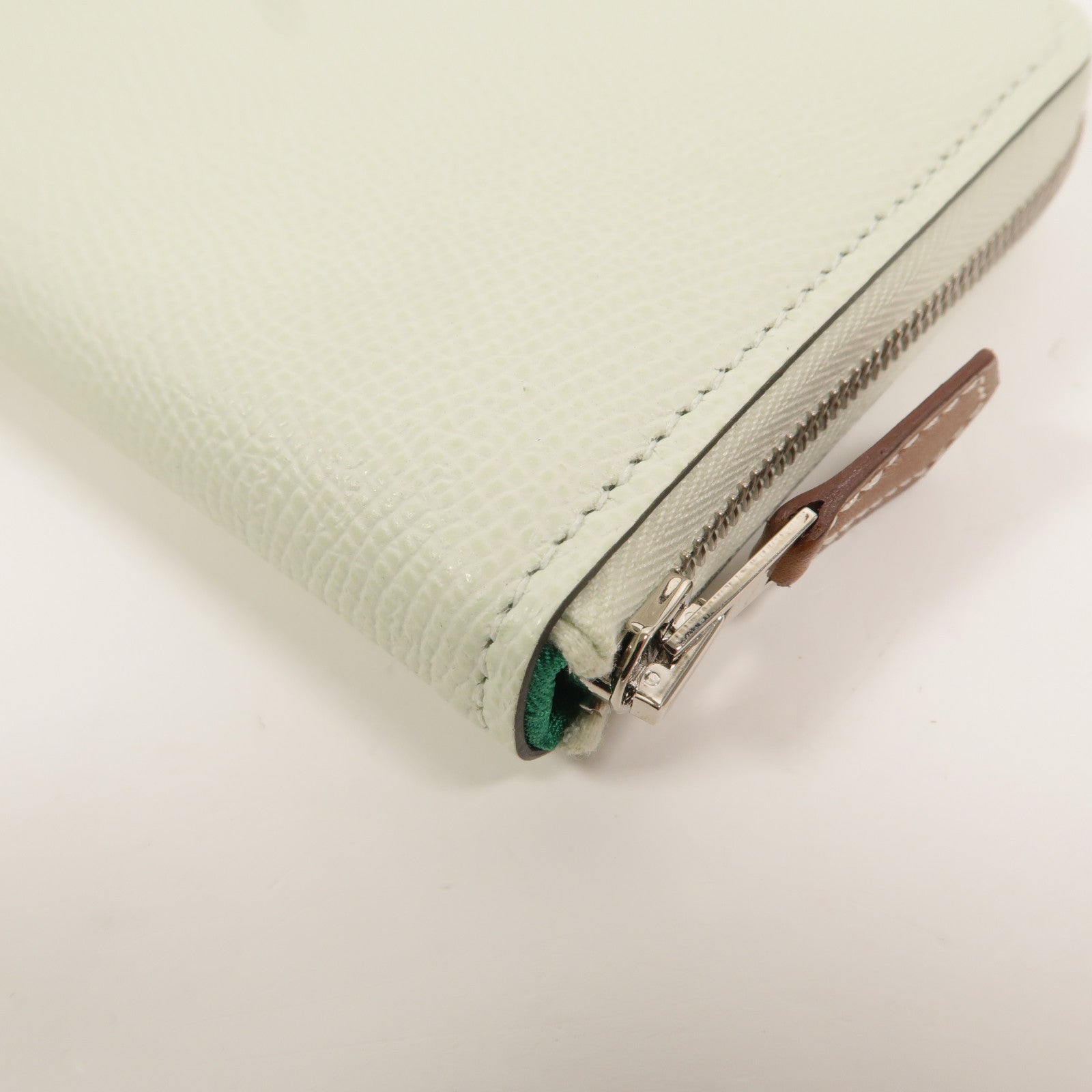 HERMES Epsom皮革Silk In Compact Wallet錢包Vert Fizz