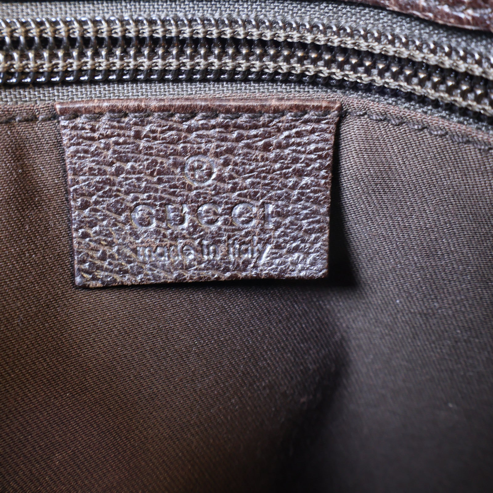 GUCCI 帆布Shoulder Bag銀扣肩背袋棕色