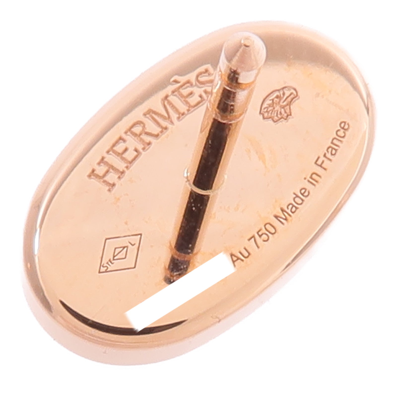 HERMES 18K玫瑰金/陶瓷Chaine Dancre Verso Earrings鑽石耳環