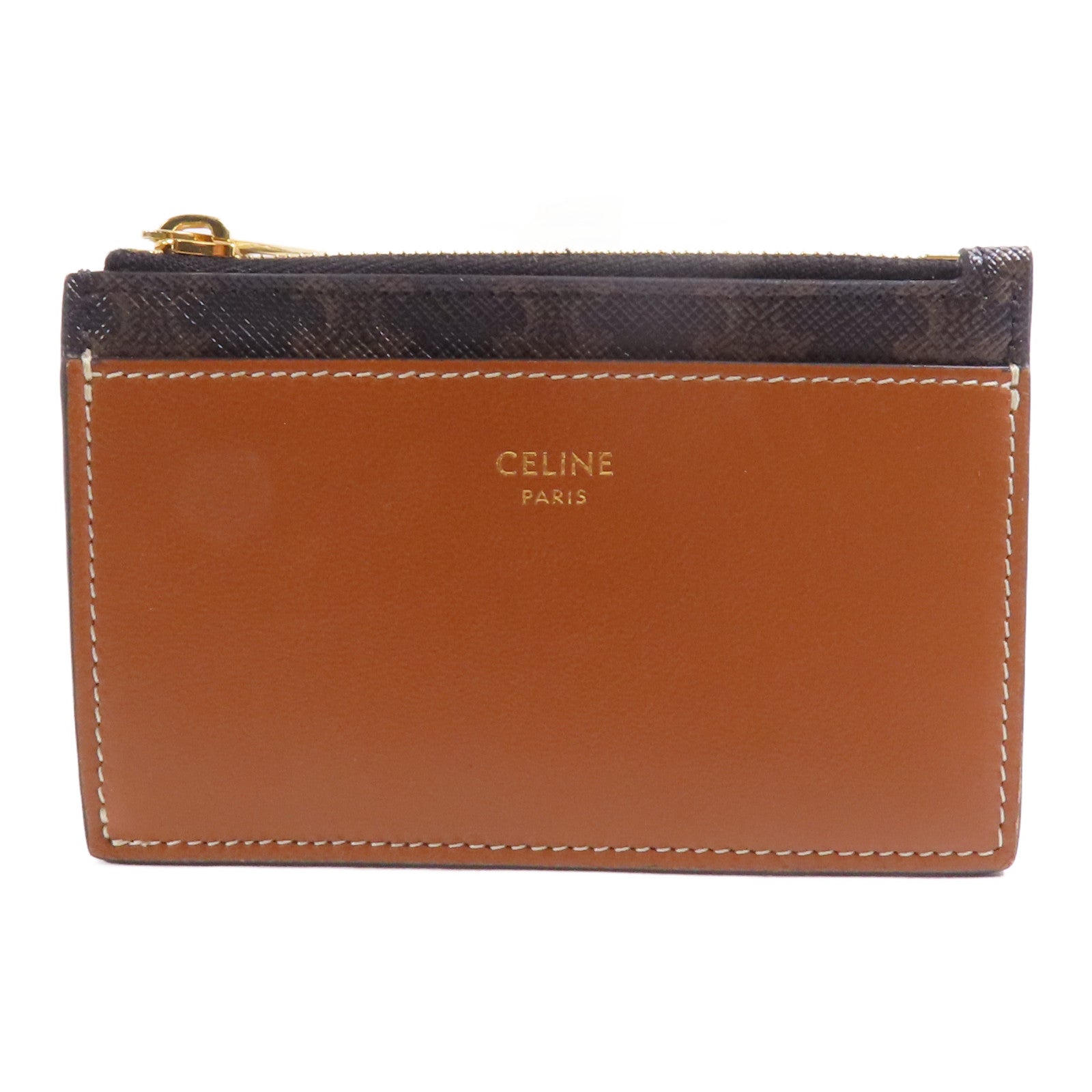 CELINE 塗層帆布/牛皮皮革Card Holder金扣卡片套