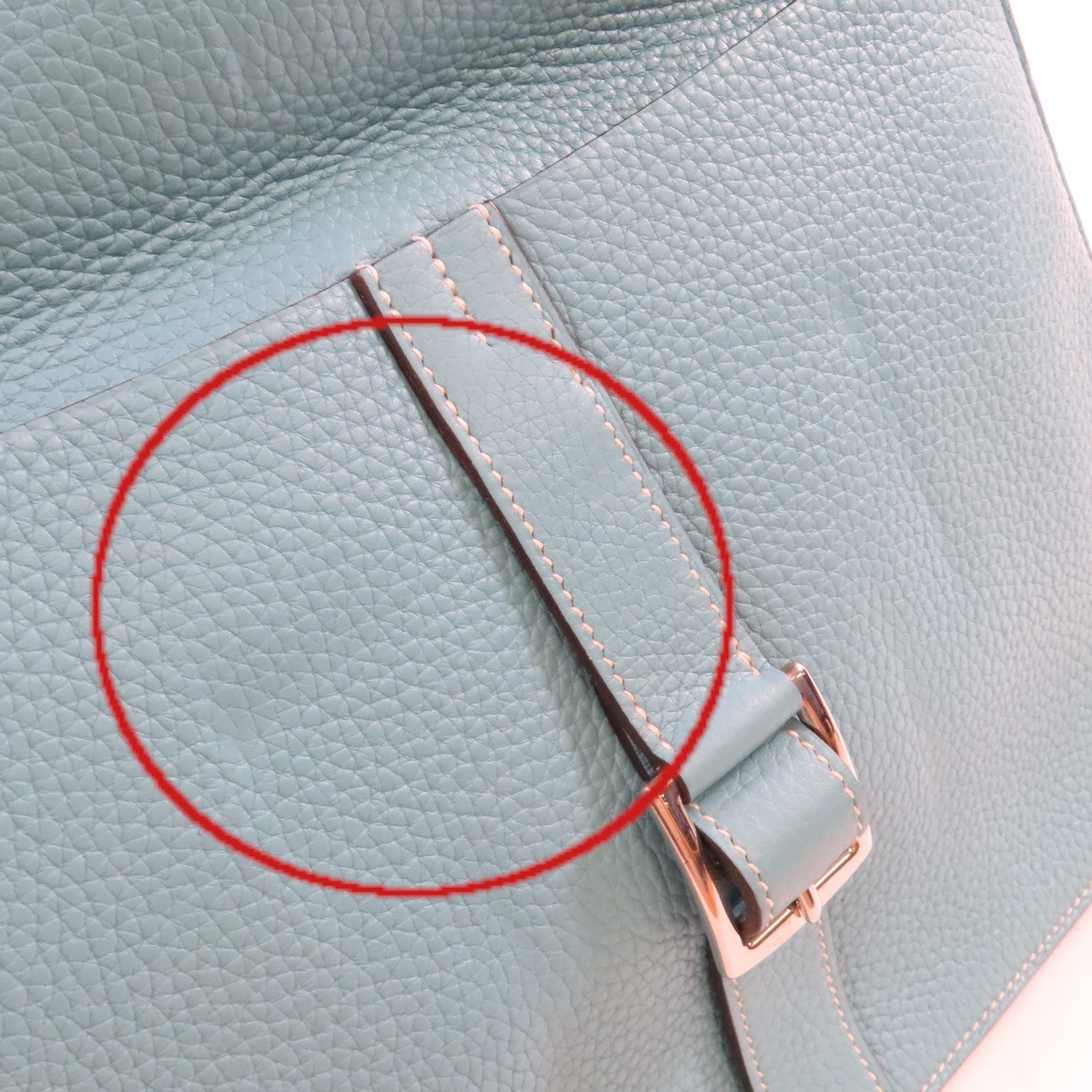 HERMES 【激減優惠】Clemence皮革Halzan 31 2Way Shoulder Bag銀扣手挽肩背兩用袋Bleu Jean牛仔藍色