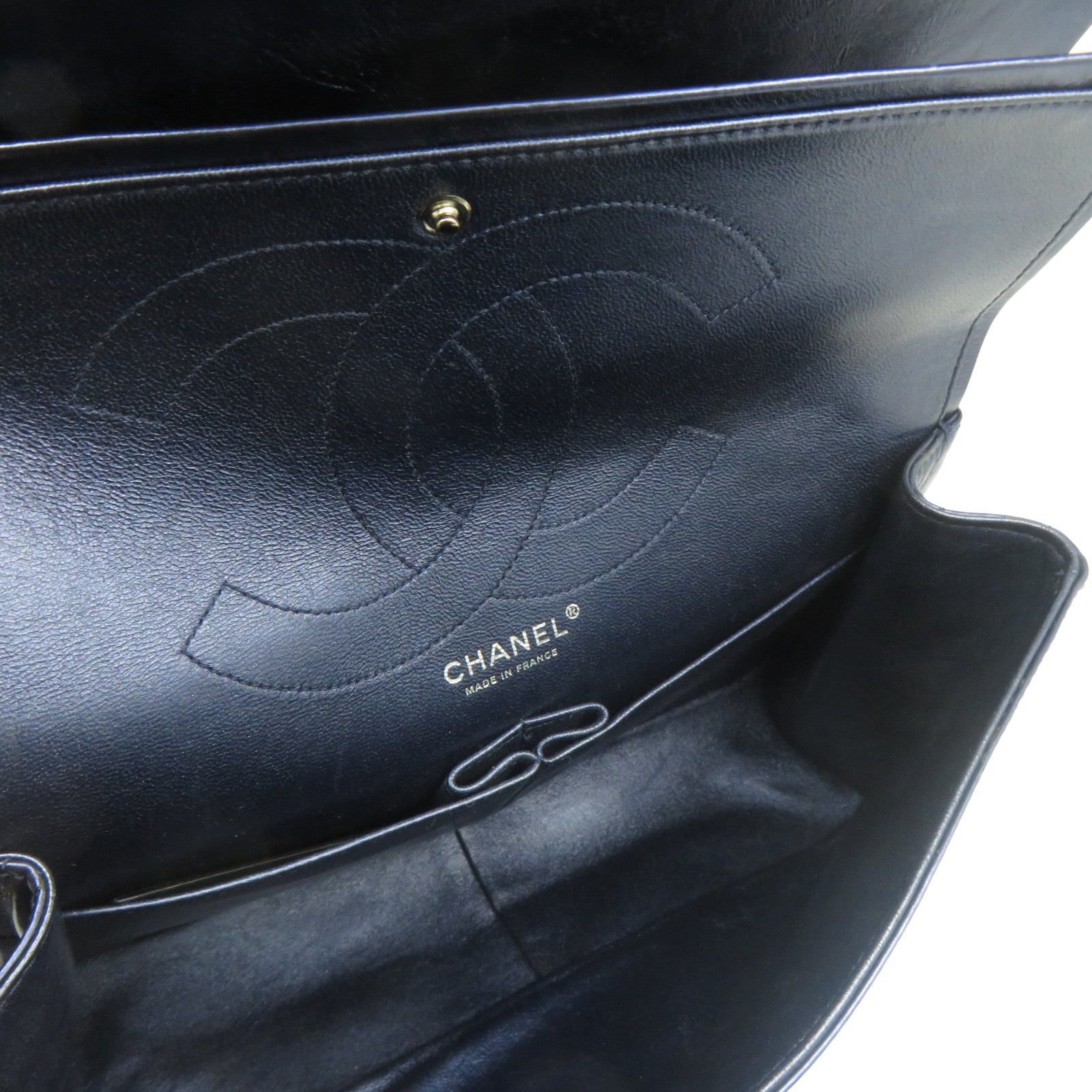 CHANEL **【清倉大減價】菱格牛皮皮革2.55 Chain Shoulder銀扣鏈帶肩背袋藍色