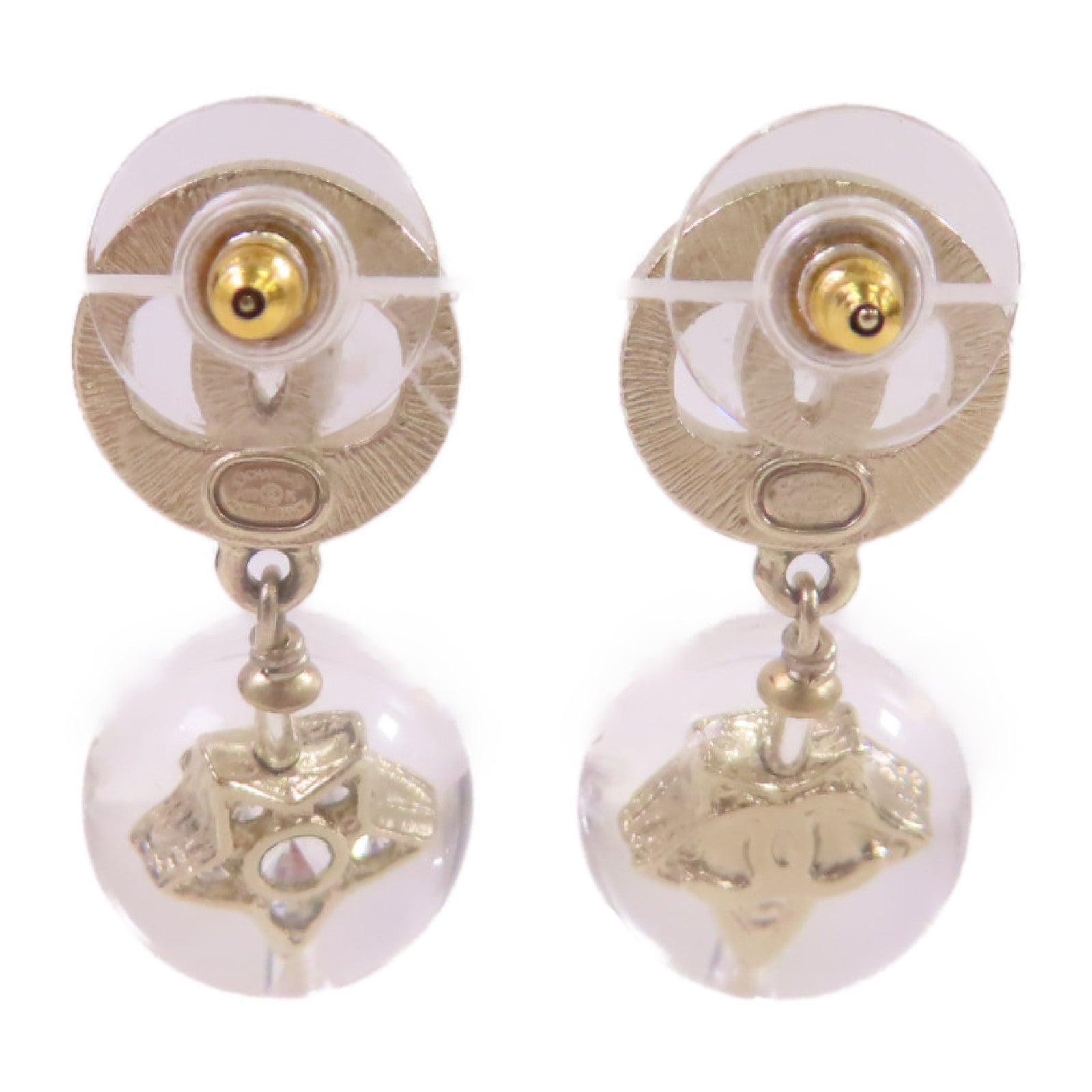 CHANEL【激減優惠】 金屬水鑽/PVC CC Earrings金扣耳環金色