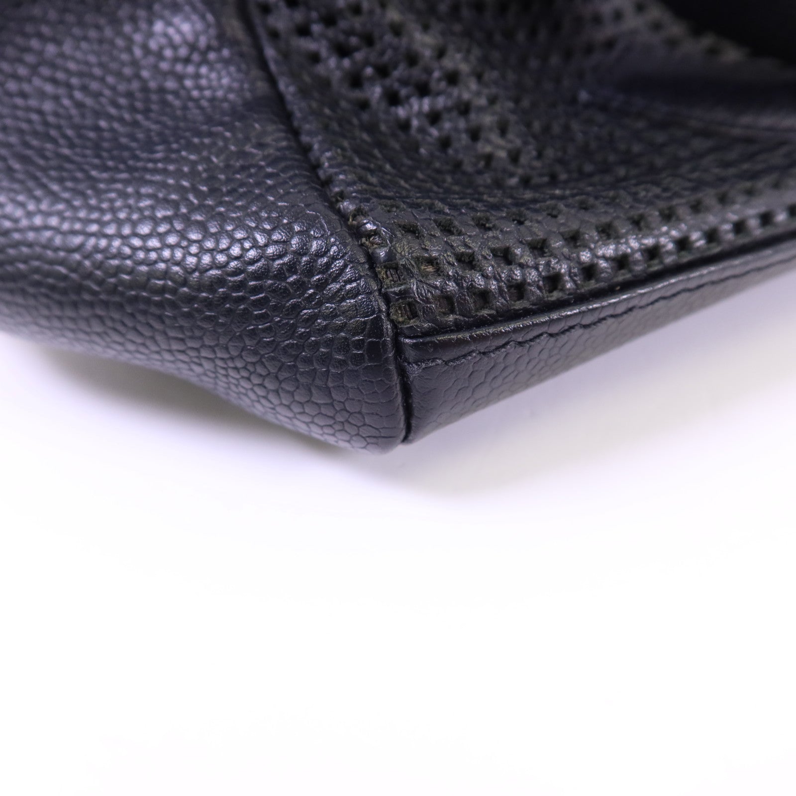 CHANEL 皮革Handbag銀扣手挽袋