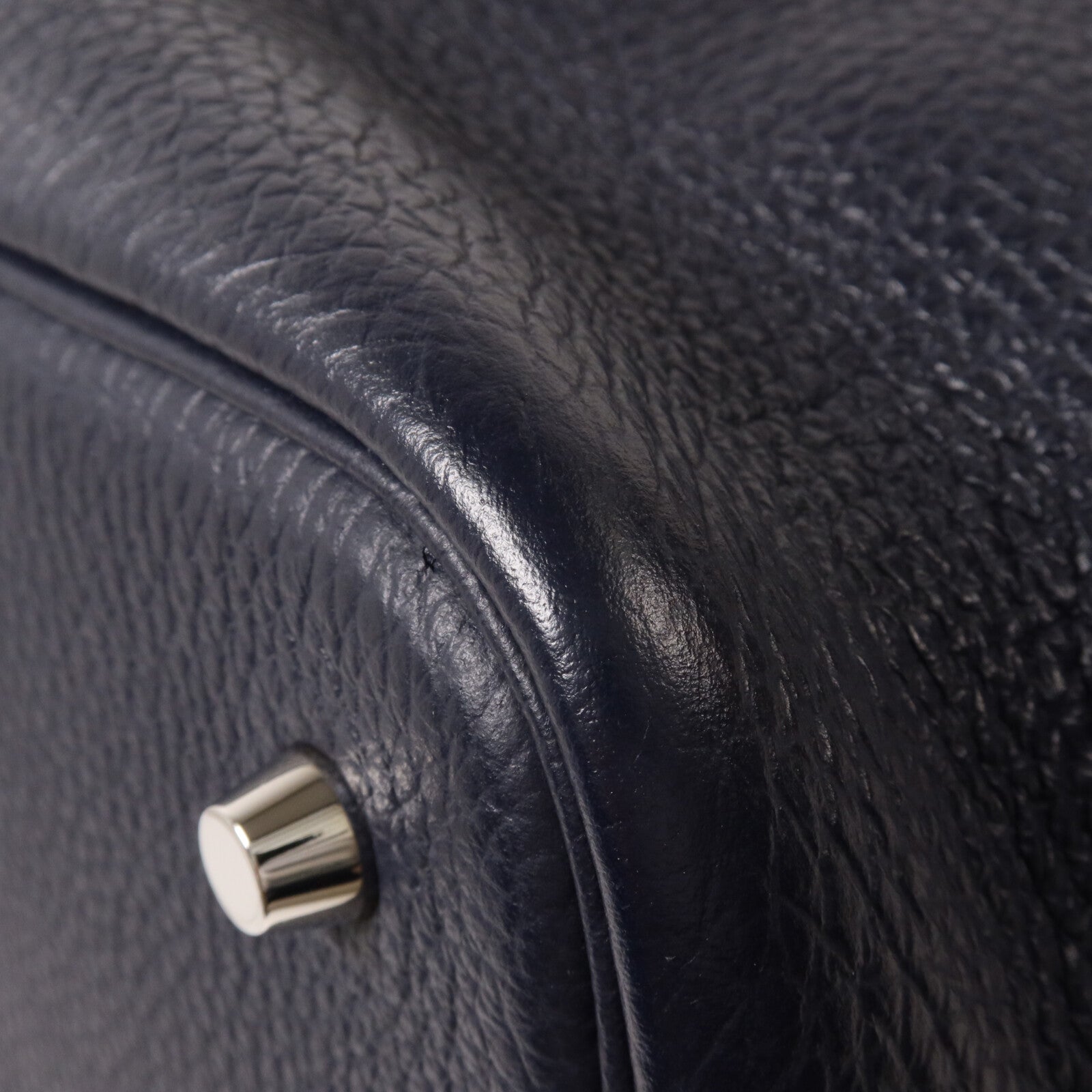 HERMES Clemence皮革Picotin MM扣手挽袋Bleu Nuit