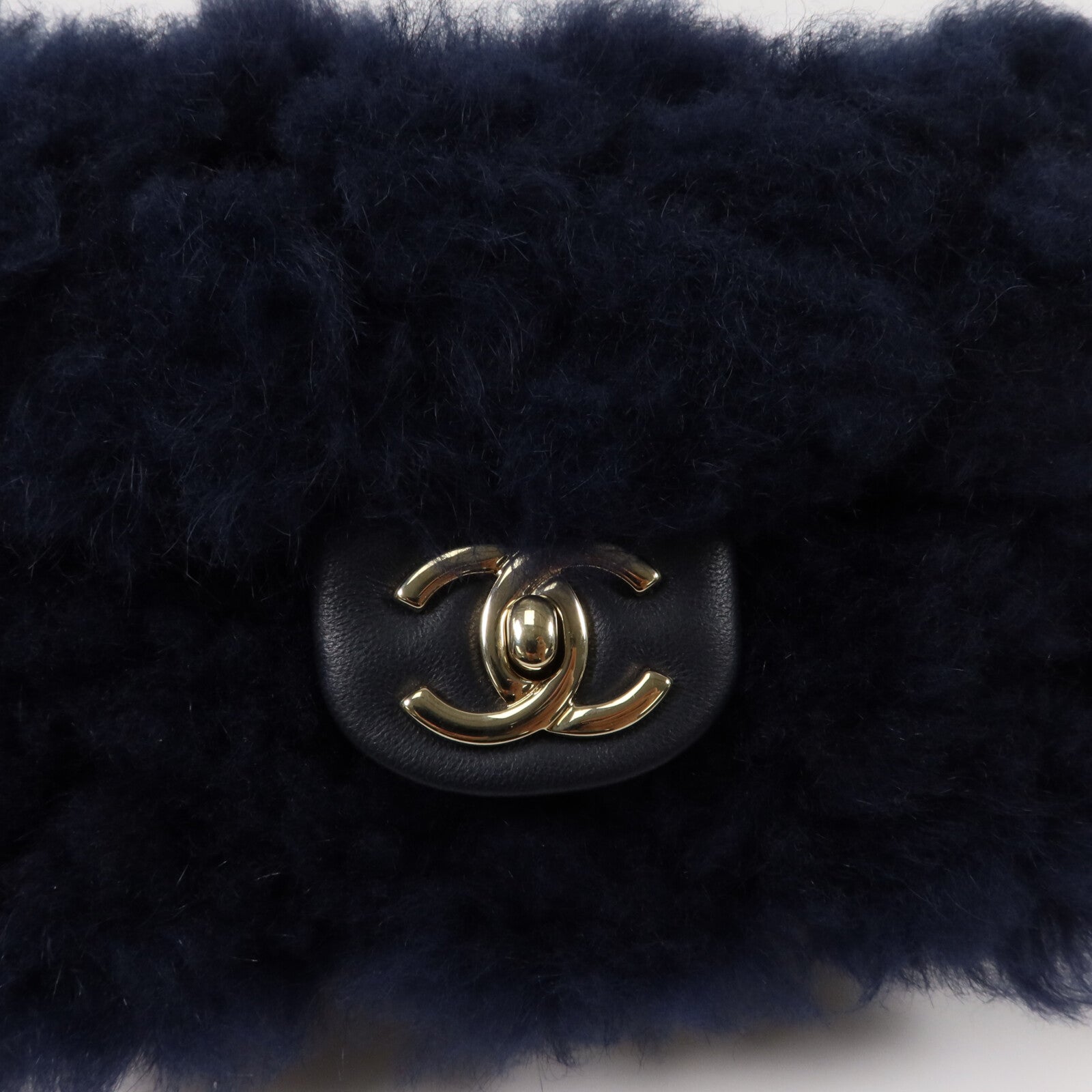 CHANEL 羊毛/羊皮皮革Mini Flap Bag鏈帶肩背袋