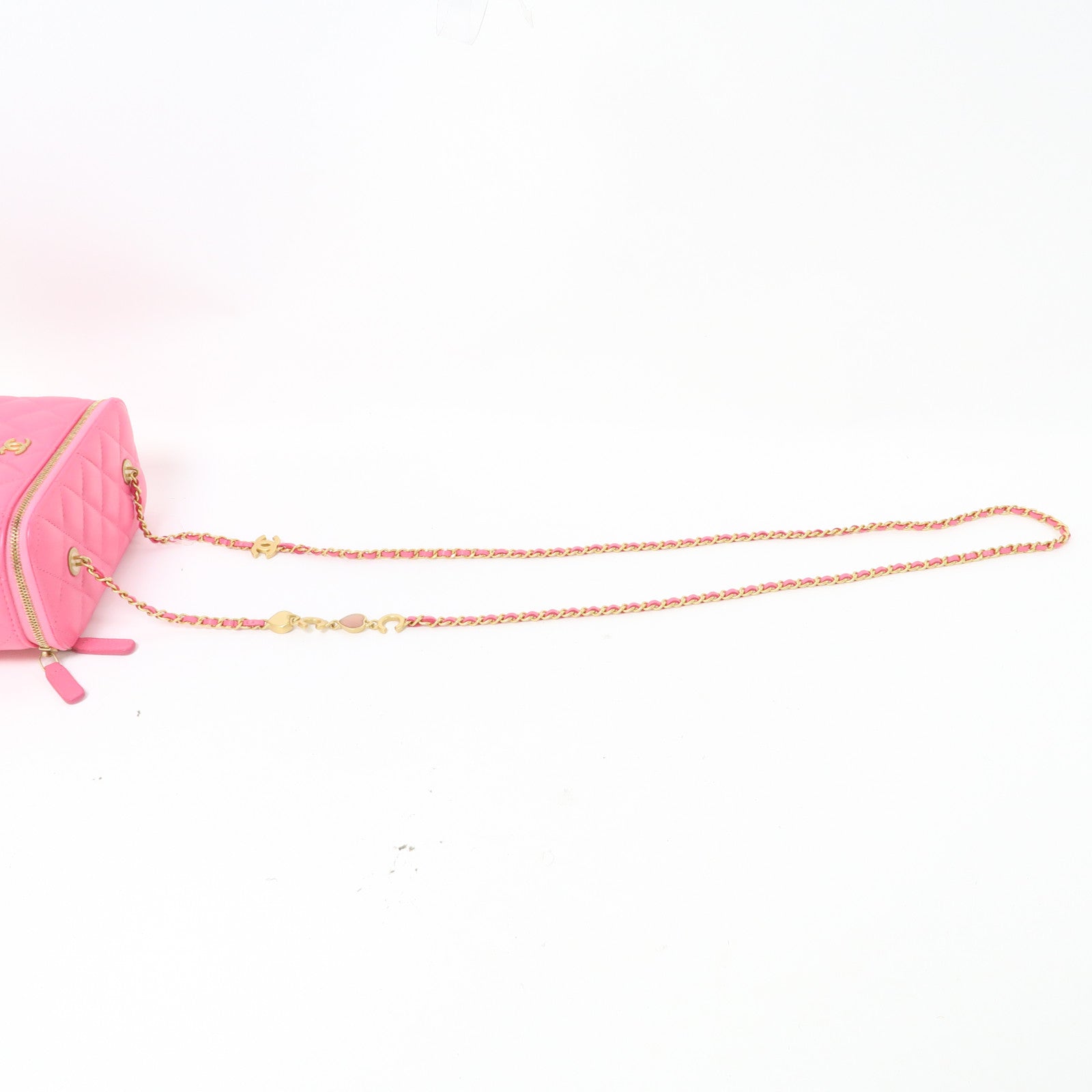 CHANEL 【激減優惠】菱格羊皮皮革Chanel Box Bag金扣鏈帶肩背袋粉紅色