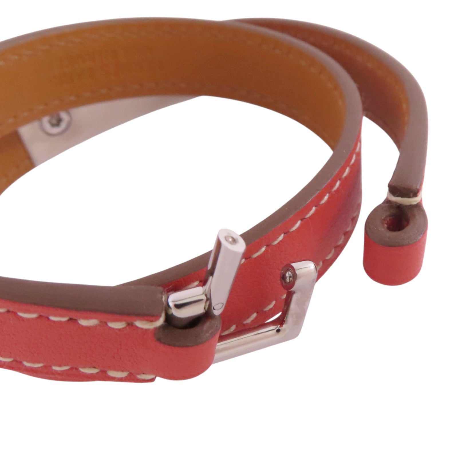 HERMES Swift皮革Rivale Double Tour T5Bracelet銀扣手帶