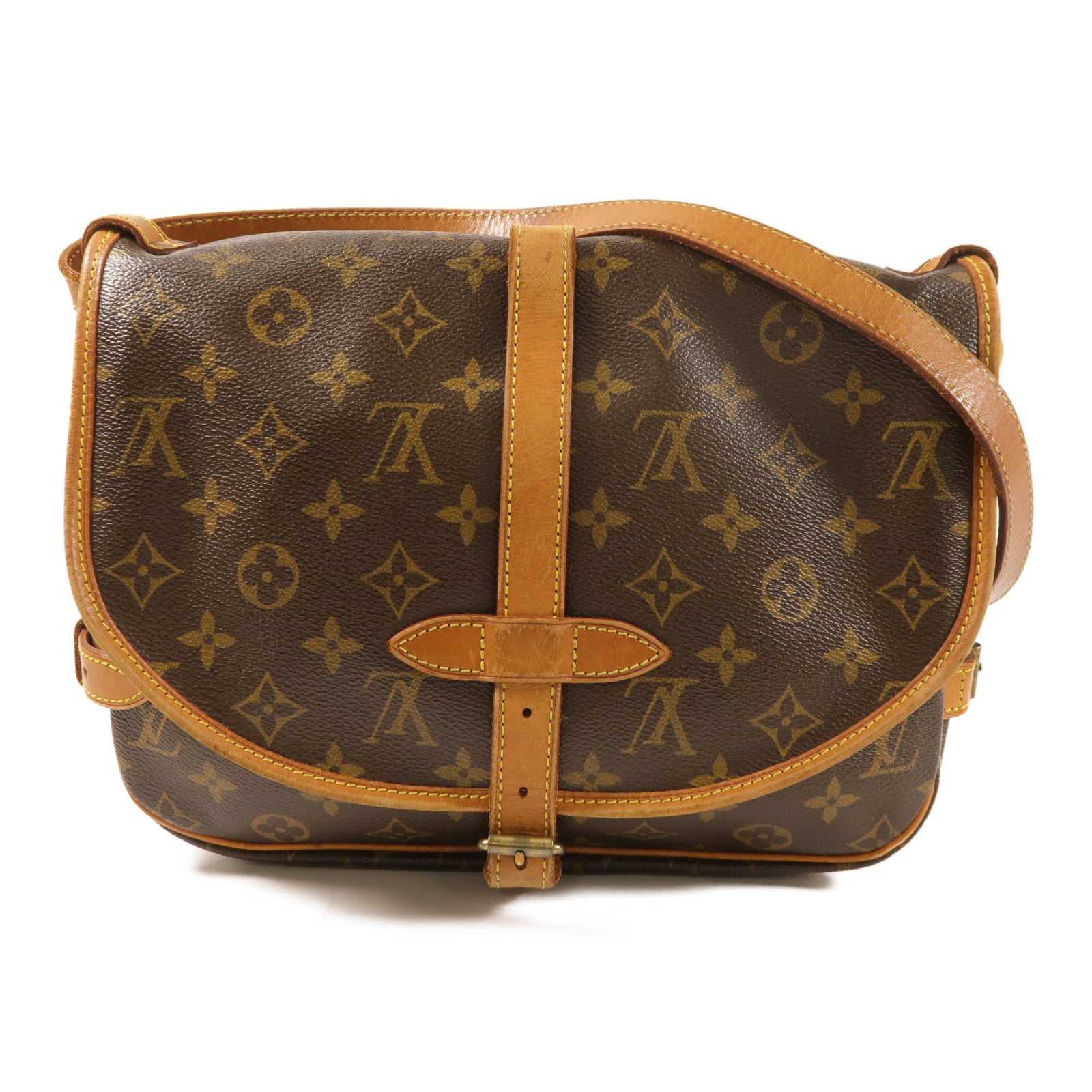 LOUIS VUITTON Monogram Saumur 30金扣肩背袋棕色