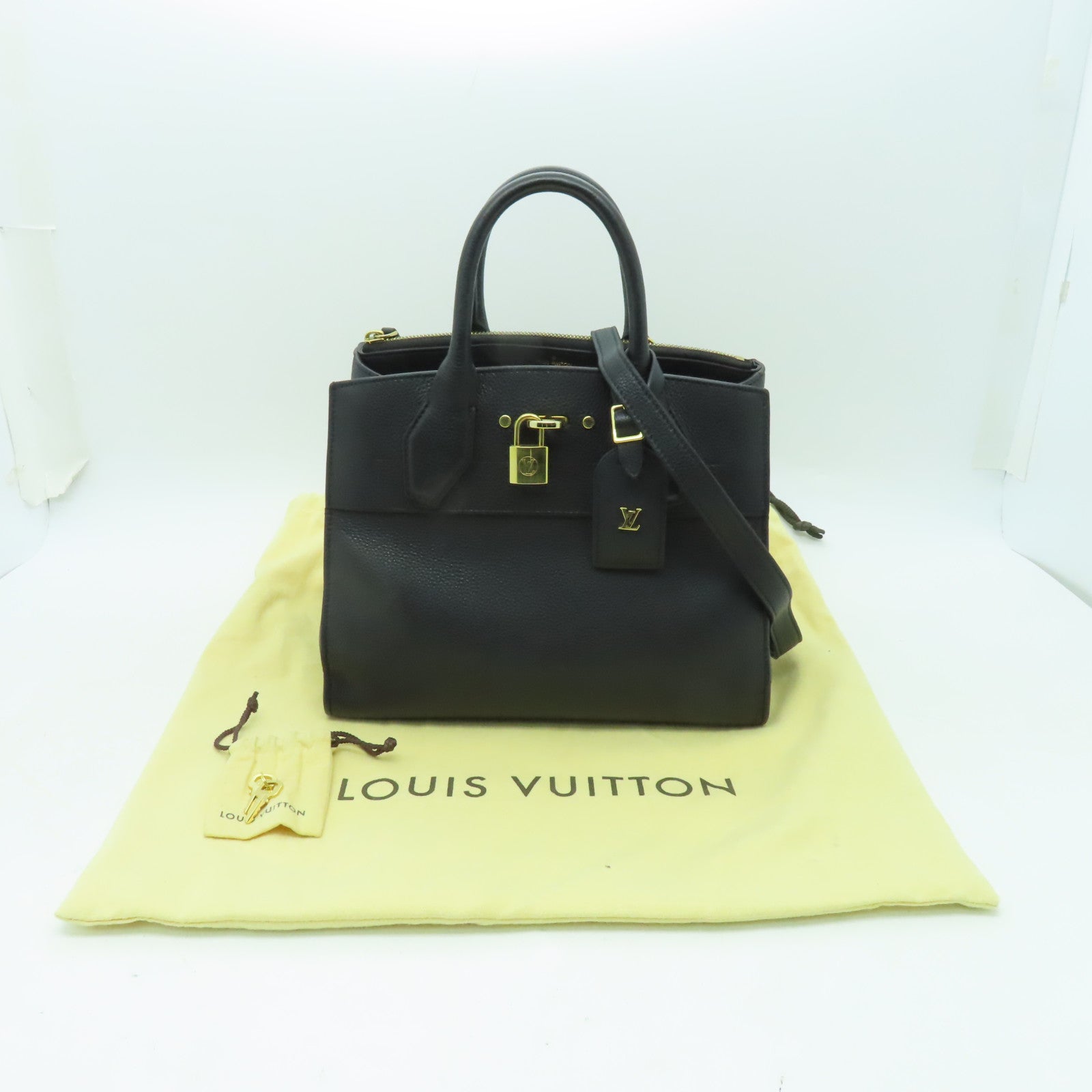 LOUIS VUITTON **【激減優惠】牛皮皮革City Steamer PM金扣手挽肩背兩用袋黑色