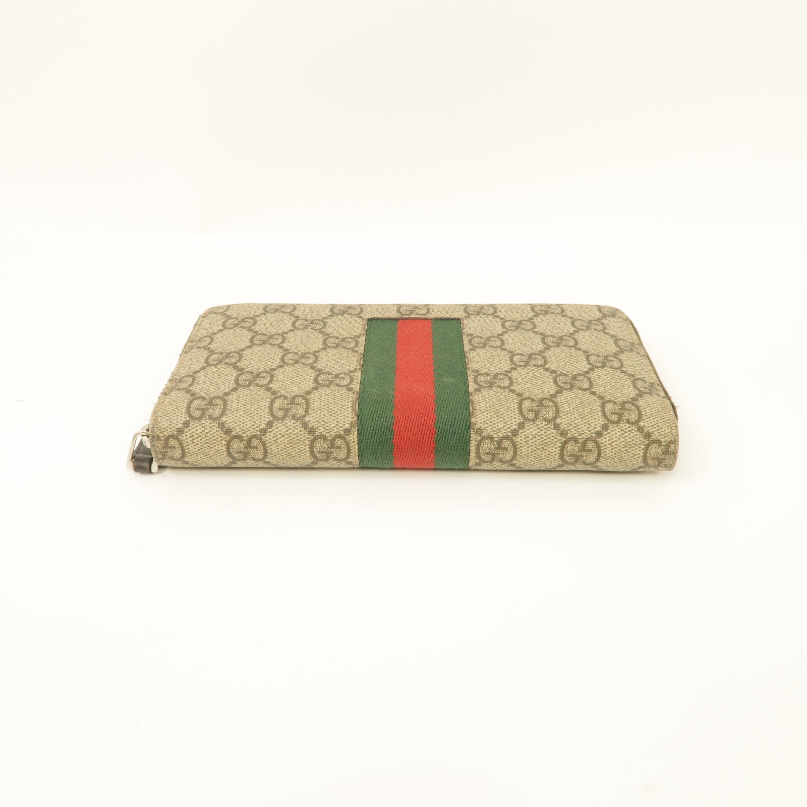 GUCCI 【激減優惠】塗層帆布Zipped Long Wallet銀扣長錢包棕色