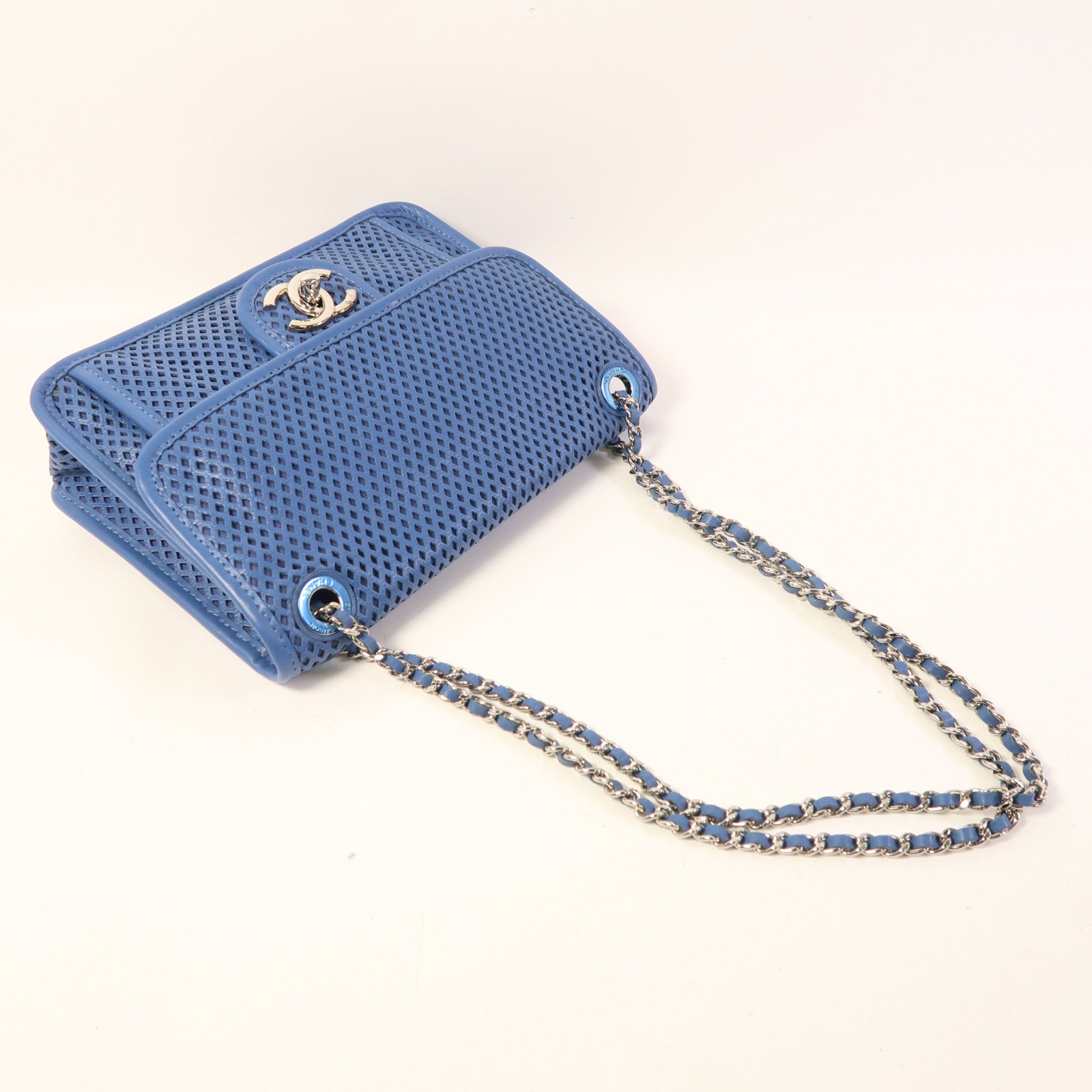 CHANEL 牛皮皮革Chain Shoulder銀扣鏈帶肩背袋