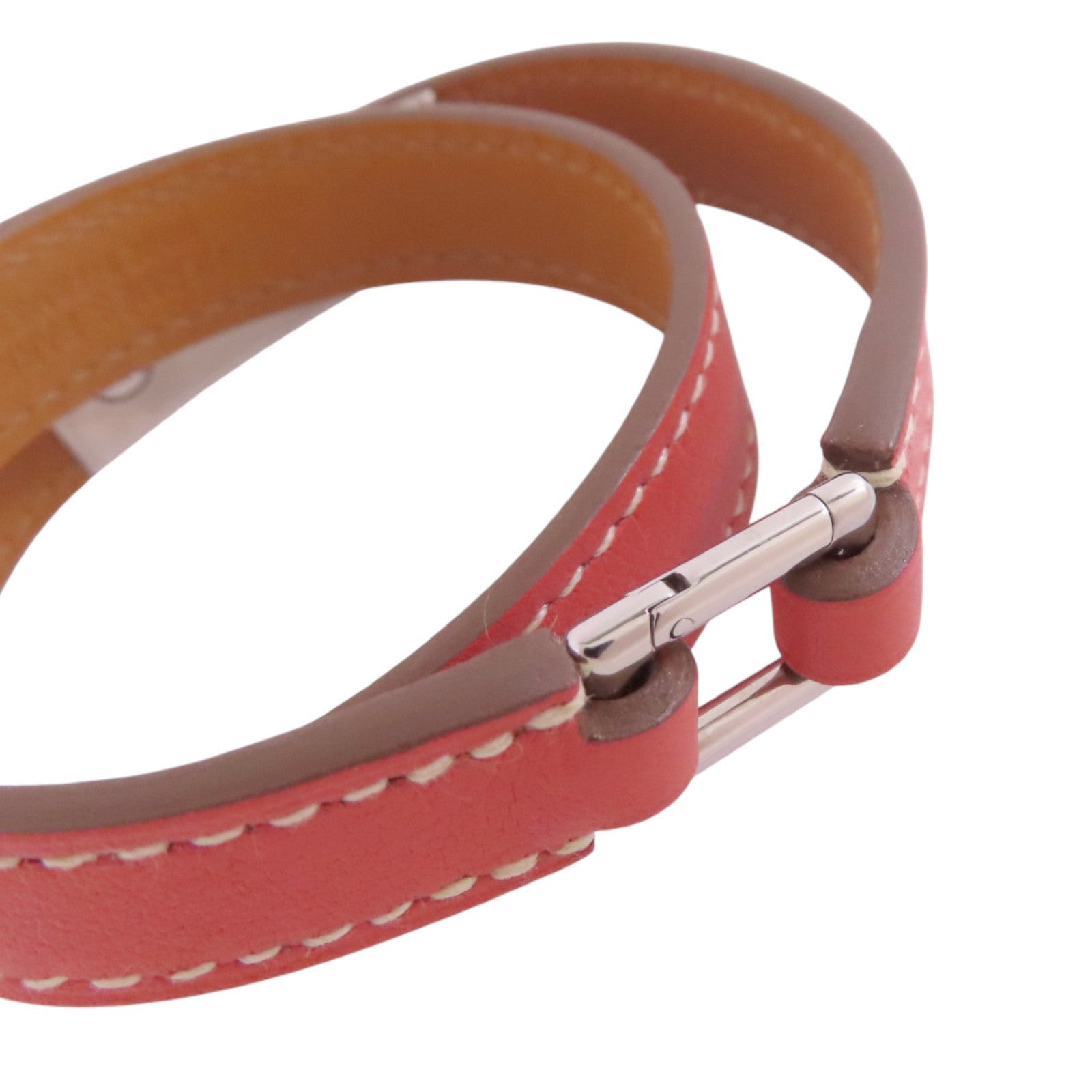 HERMES Swift皮革Rivale Double Tour T5Bracelet銀扣手帶