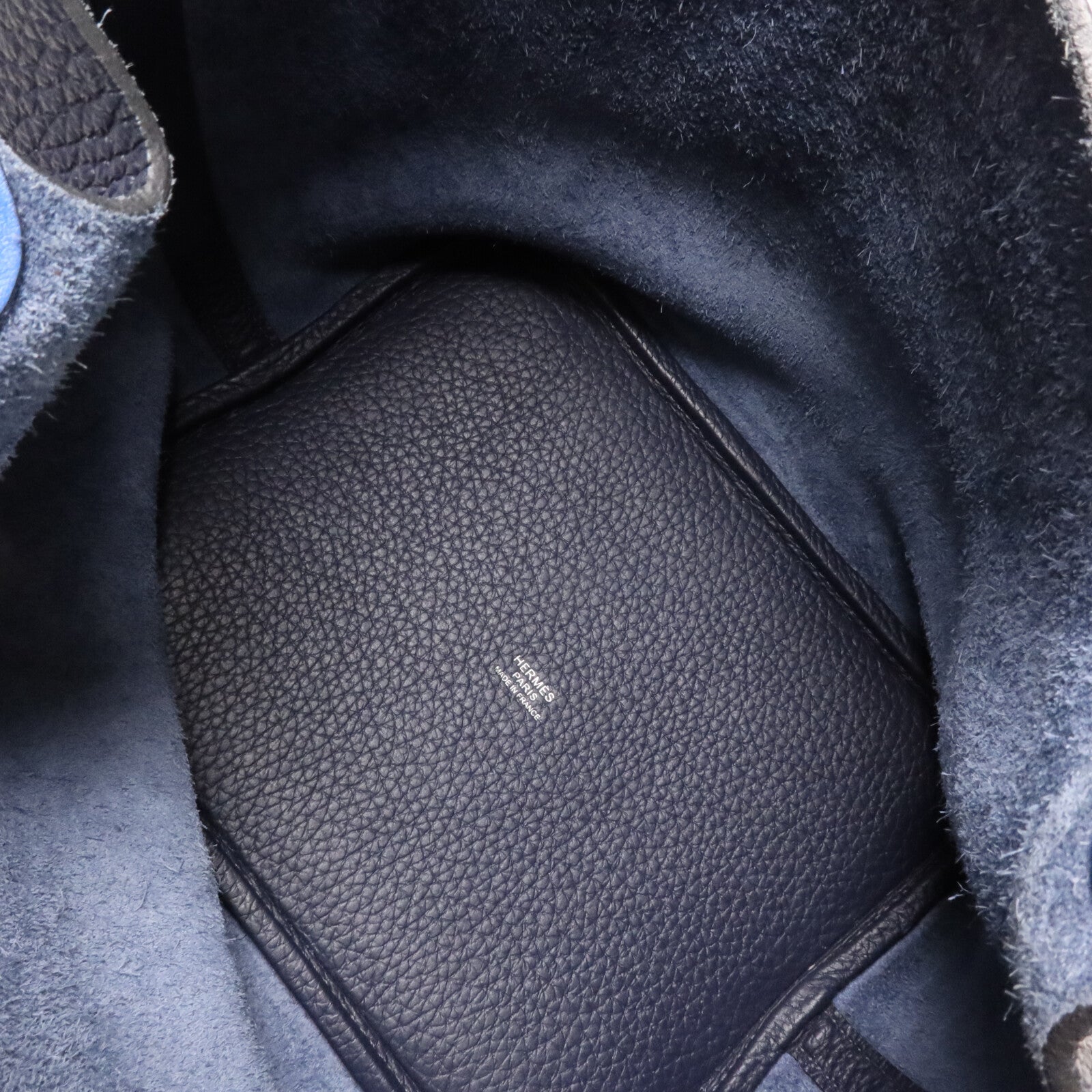 HERMES Clemence皮革Picotin MM扣手挽袋Bleu Nuit