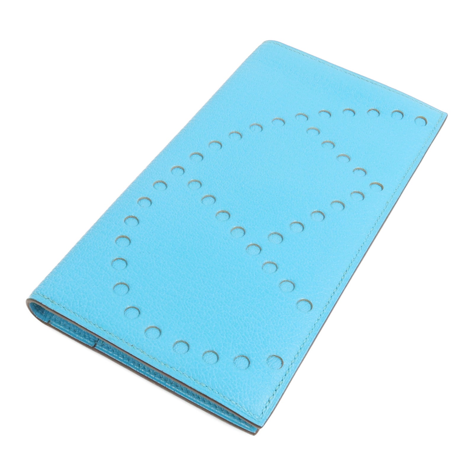 HERMES 山羊皮革Evelyne Wallet長錢包Celeste