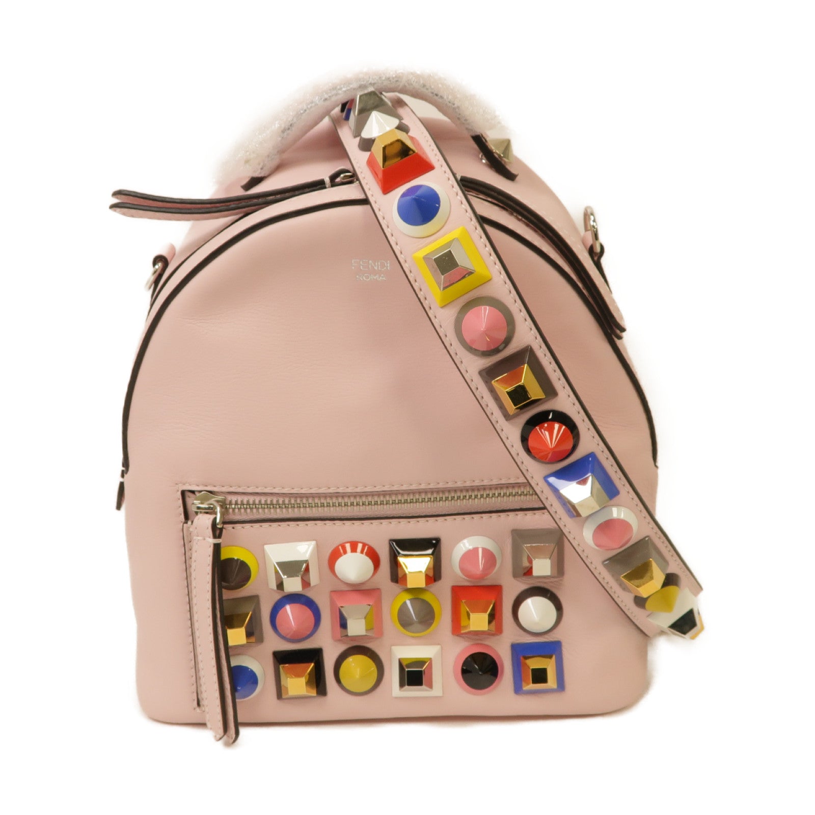 FENDI 牛皮皮革2way Shoulder Bag銀扣手挽肩背兩用袋粉紅色