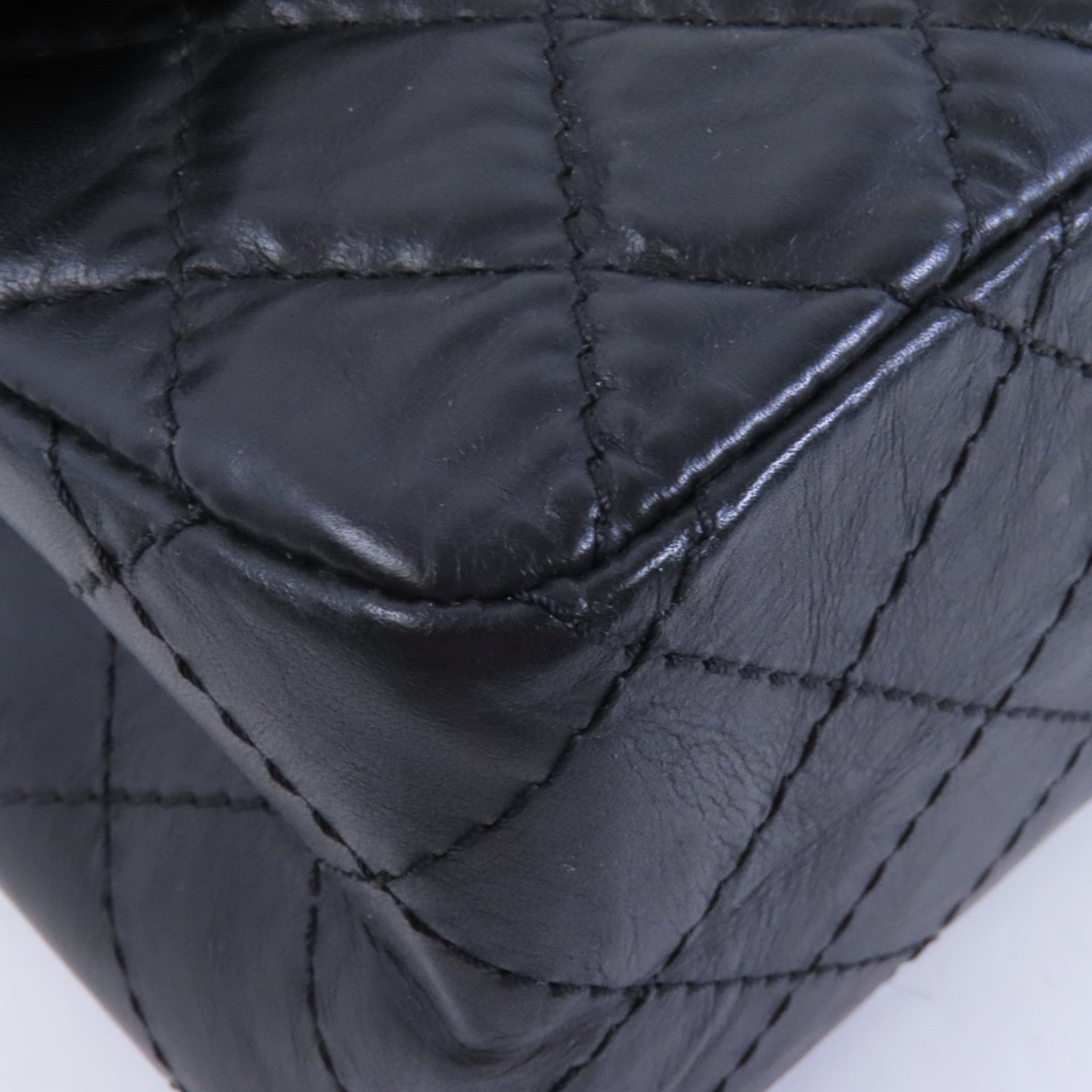 CHANEL 牛皮皮革2.55 24cm銀扣鏈帶肩背袋